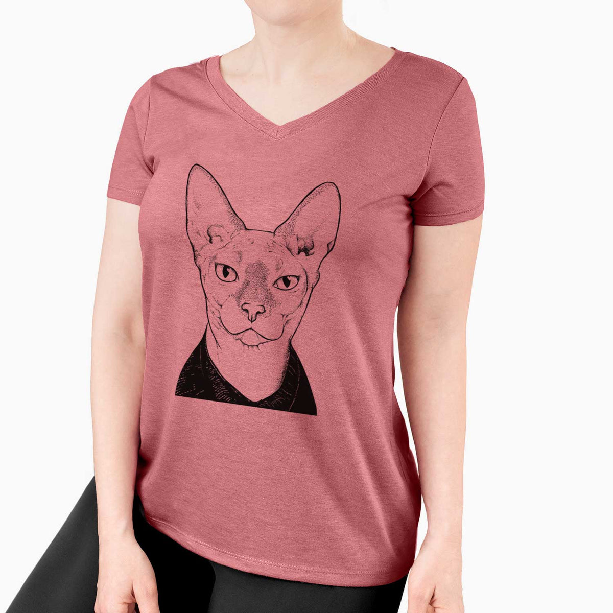 Bare Oliver Watson the Sphynx Cat - Women's V-neck Shirt