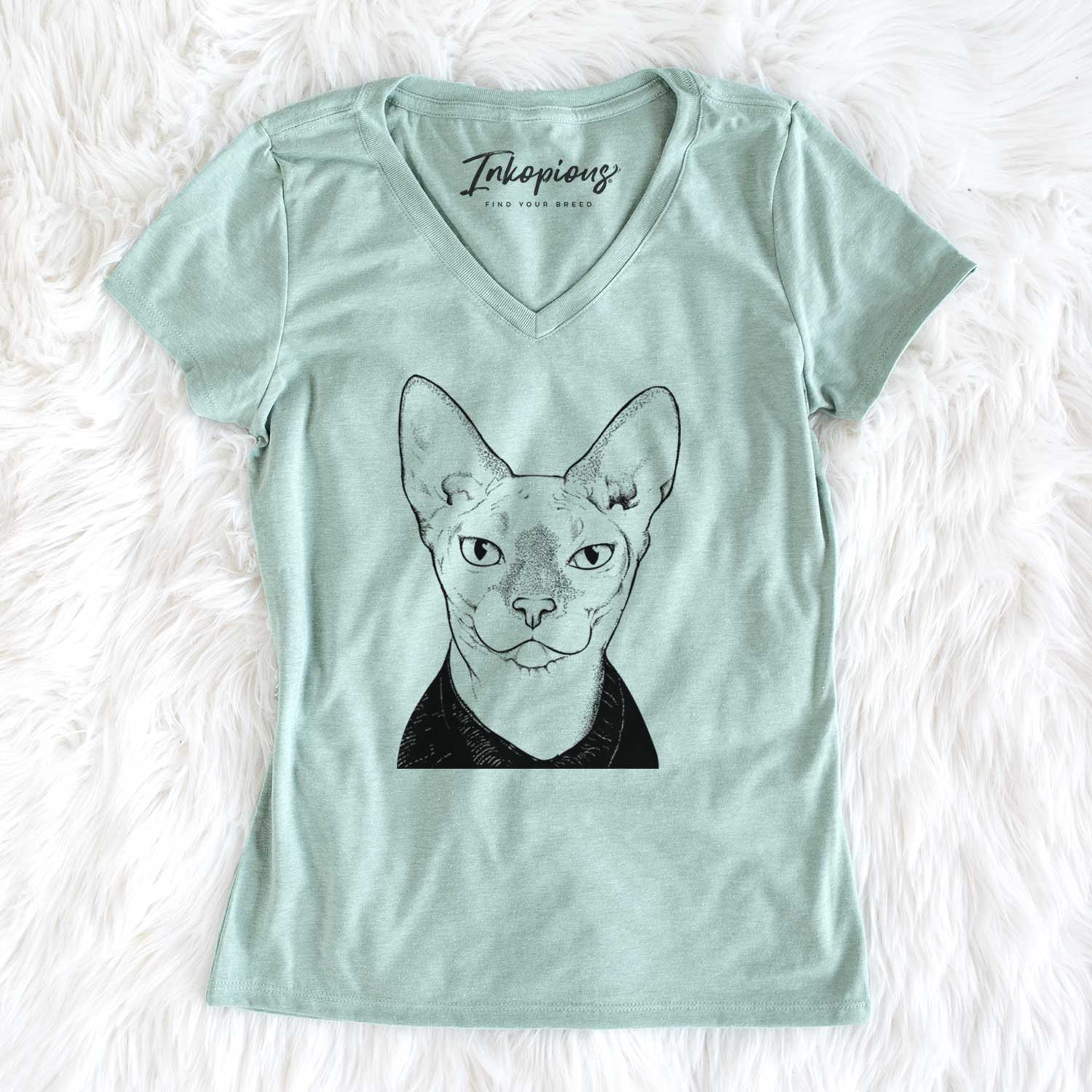 Bare Oliver Watson the Sphynx Cat - Women's V-neck Shirt