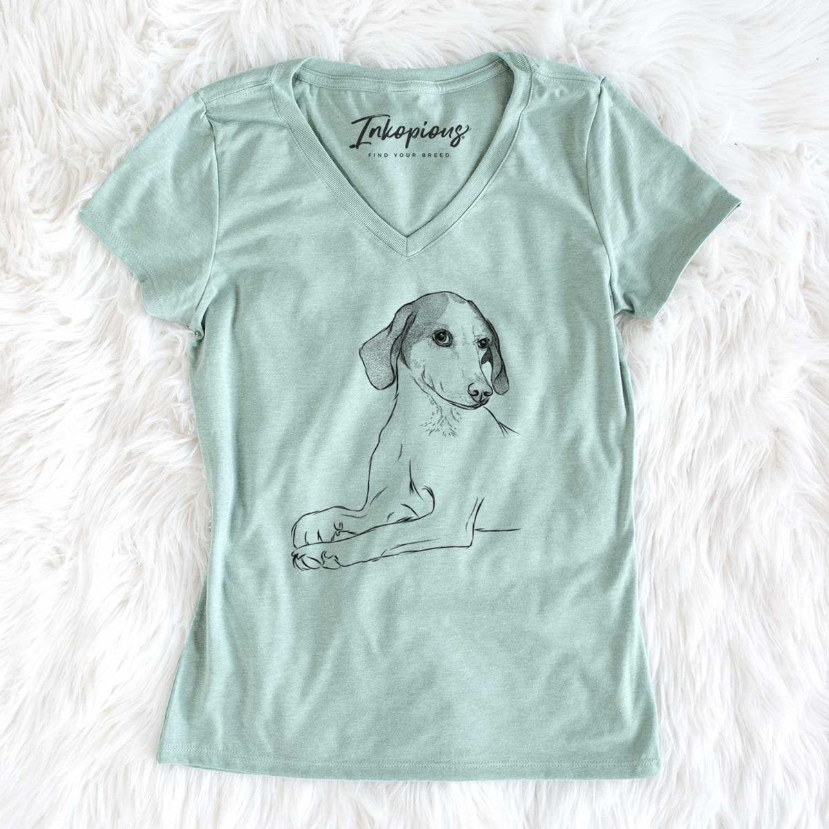 Bare Opie the Foxhound - Women&#39;s V-neck Shirt