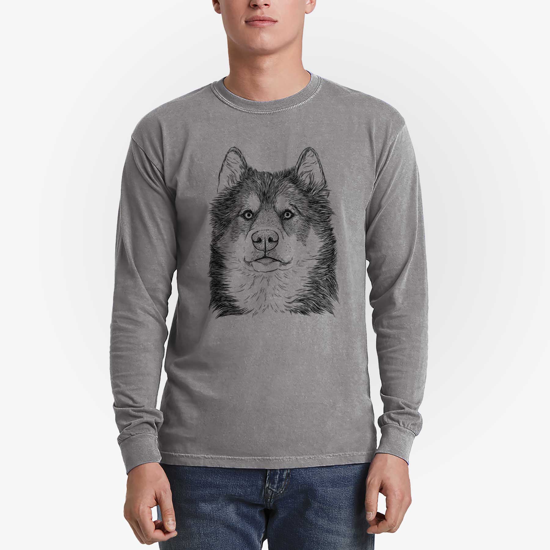 Bare Oskar the Canadian Eskimo Dog - Heavyweight 100% Cotton Long Sleeve