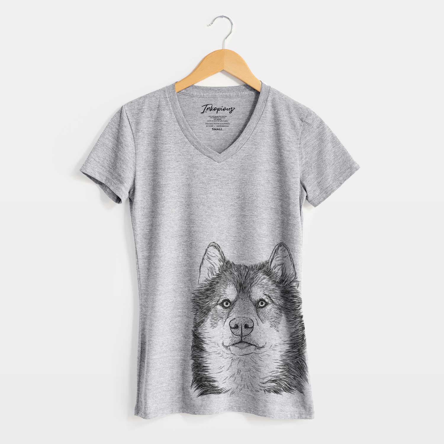 Bare Oskar the Canadian Eskimo Dog - Women's V-neck Shirt