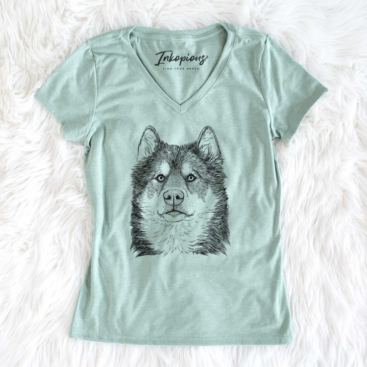 Bare Oskar the Canadian Eskimo Dog - Women&#39;s V-neck Shirt