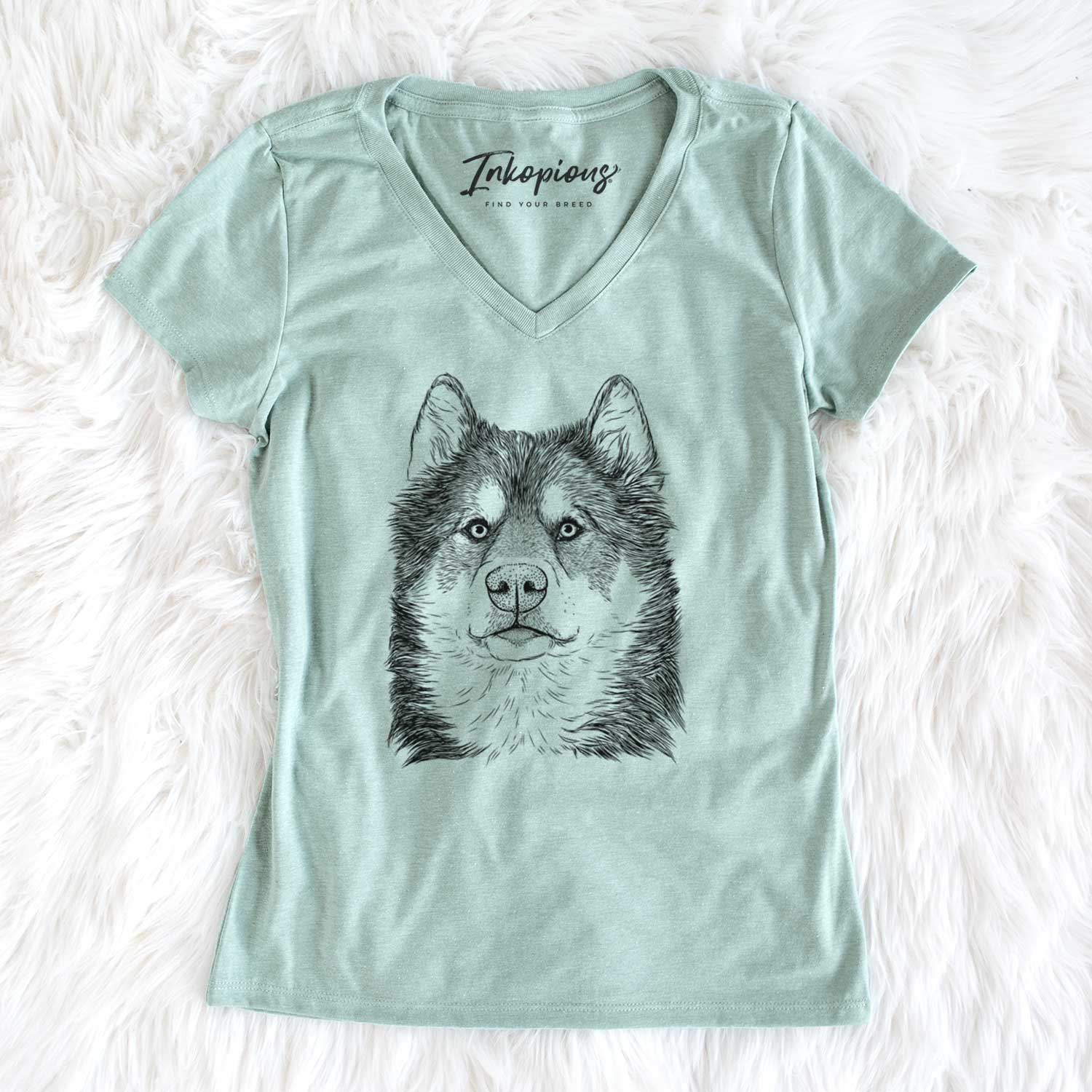 Bare Oskar the Canadian Eskimo Dog - Women's V-neck Shirt