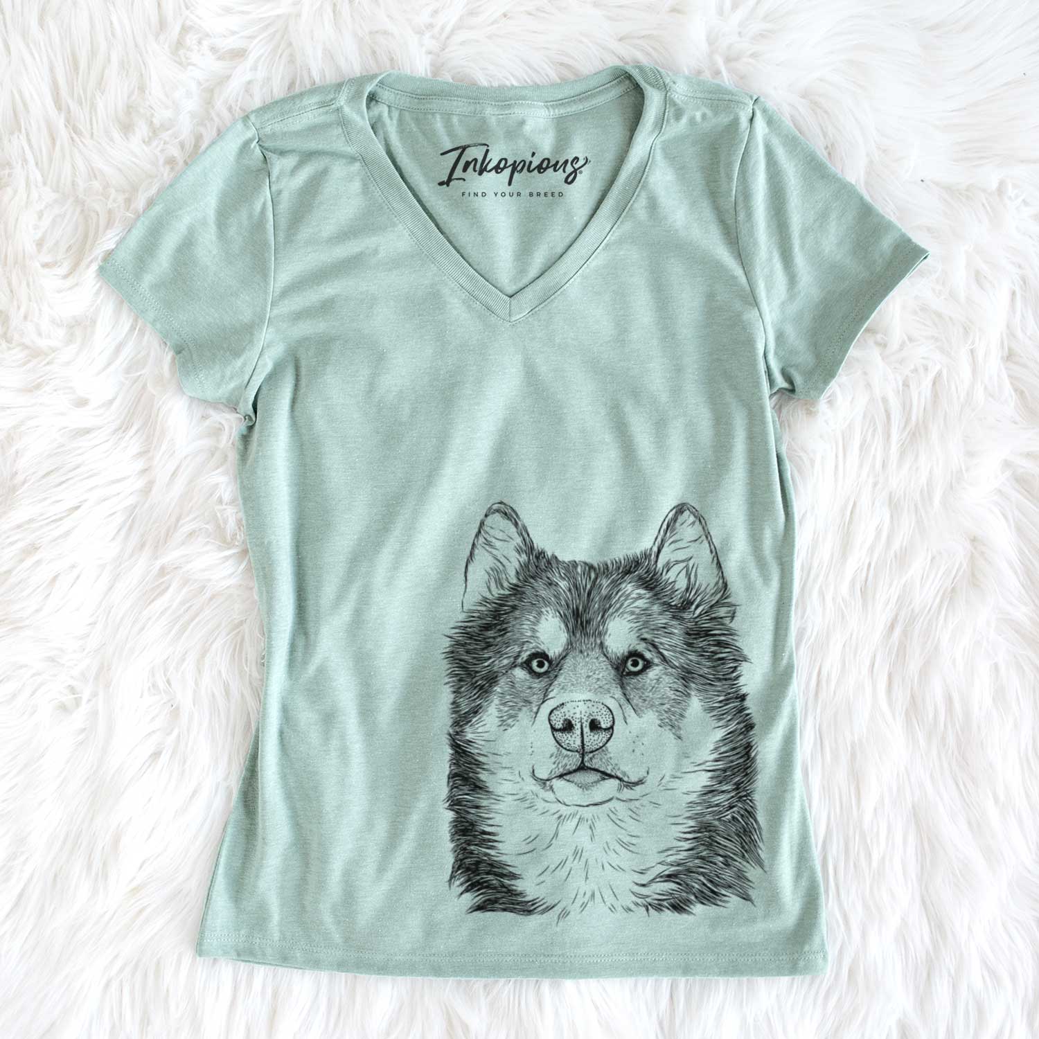 Bare Oskar the Canadian Eskimo Dog - Women's V-neck Shirt