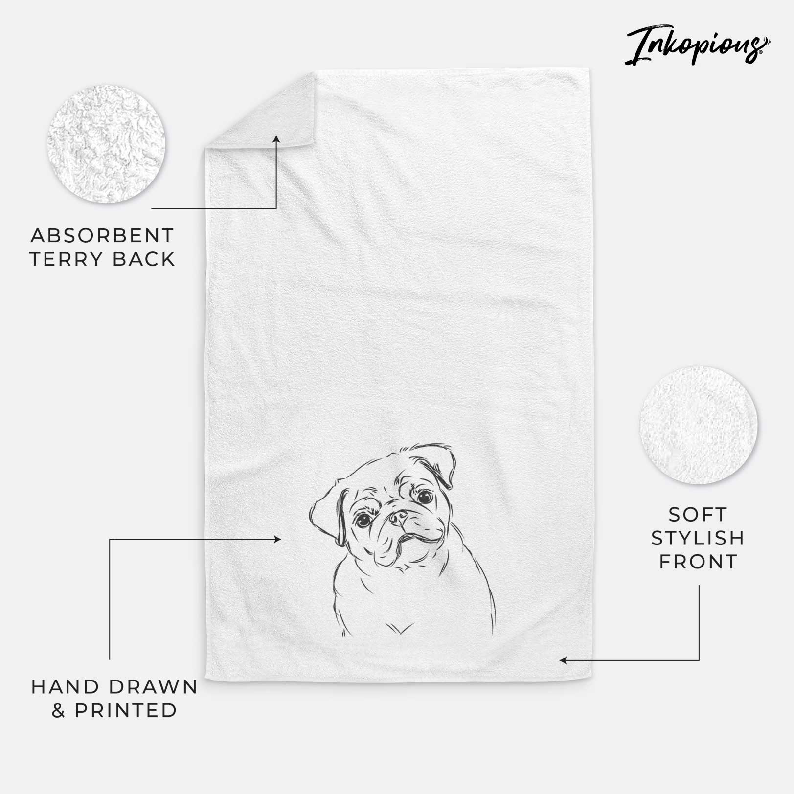 Otis the Pug Decorative Hand Towel