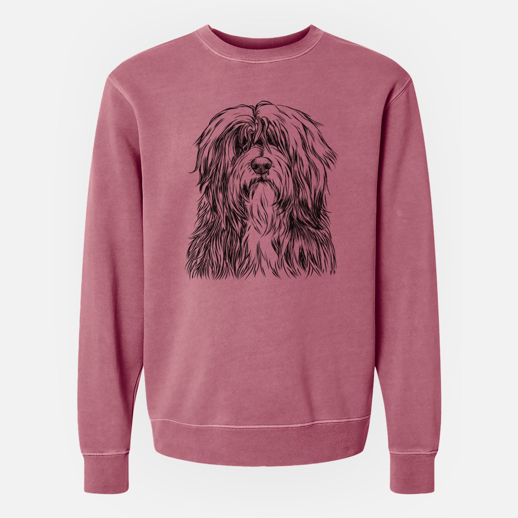 Bare Otto the Polish Lowland Sheepdog - Unisex Pigment Dyed Crew Sweatshirt