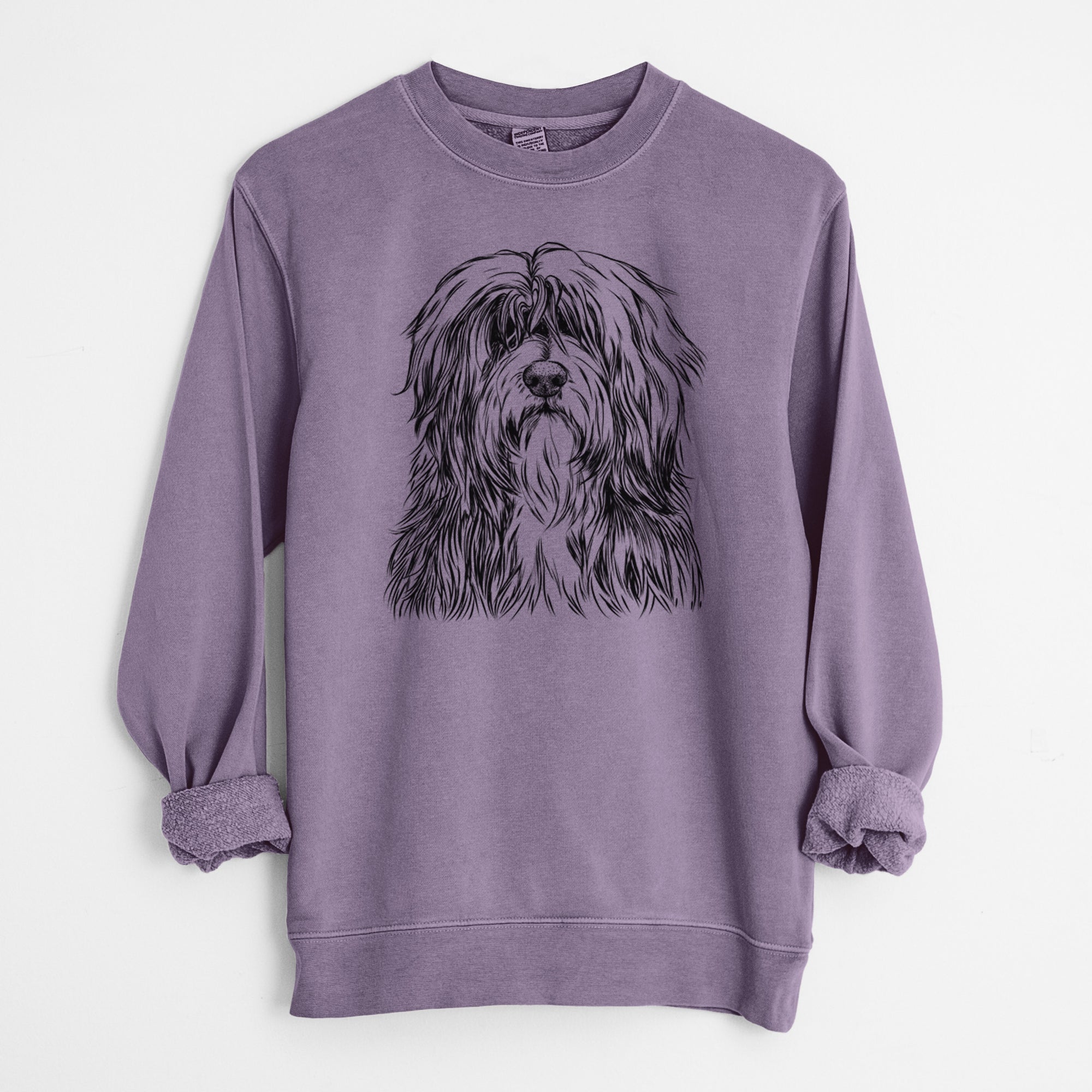 Bare Otto the Polish Lowland Sheepdog - Unisex Pigment Dyed Crew Sweatshirt