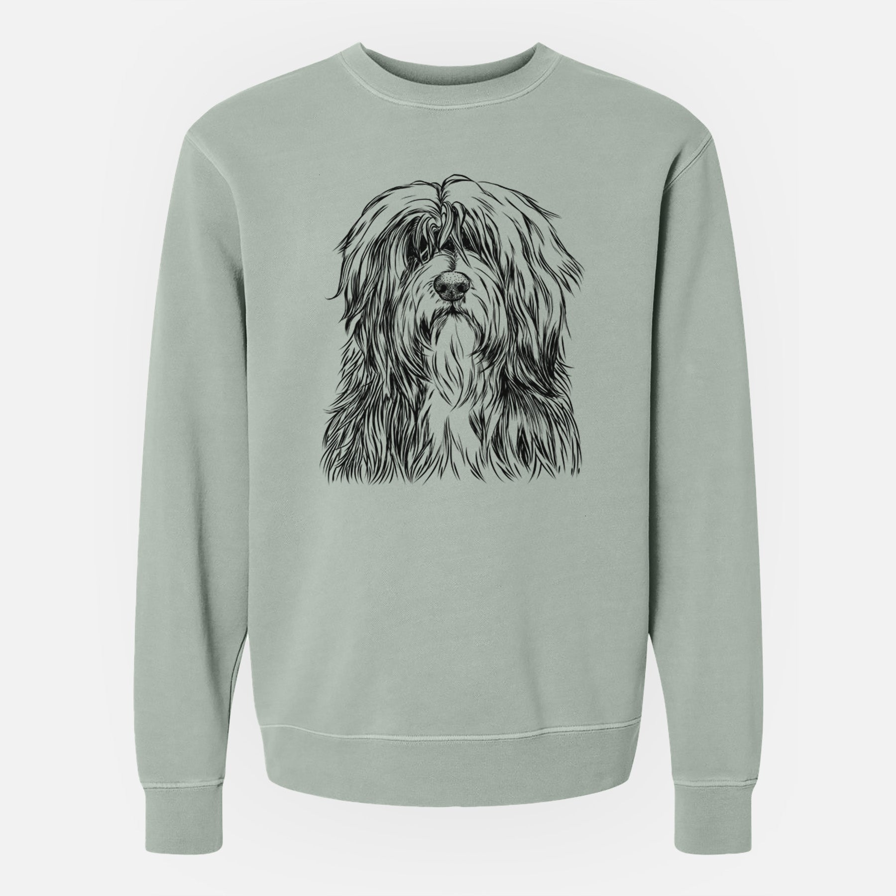 Bare Otto the Polish Lowland Sheepdog - Unisex Pigment Dyed Crew Sweatshirt