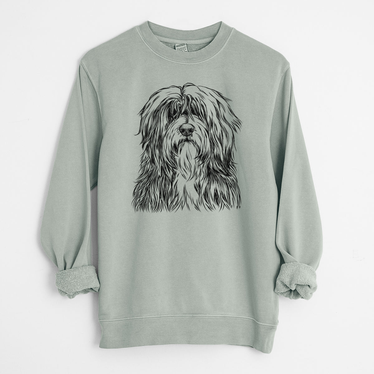 Bare Otto the Polish Lowland Sheepdog - Unisex Pigment Dyed Crew Sweatshirt