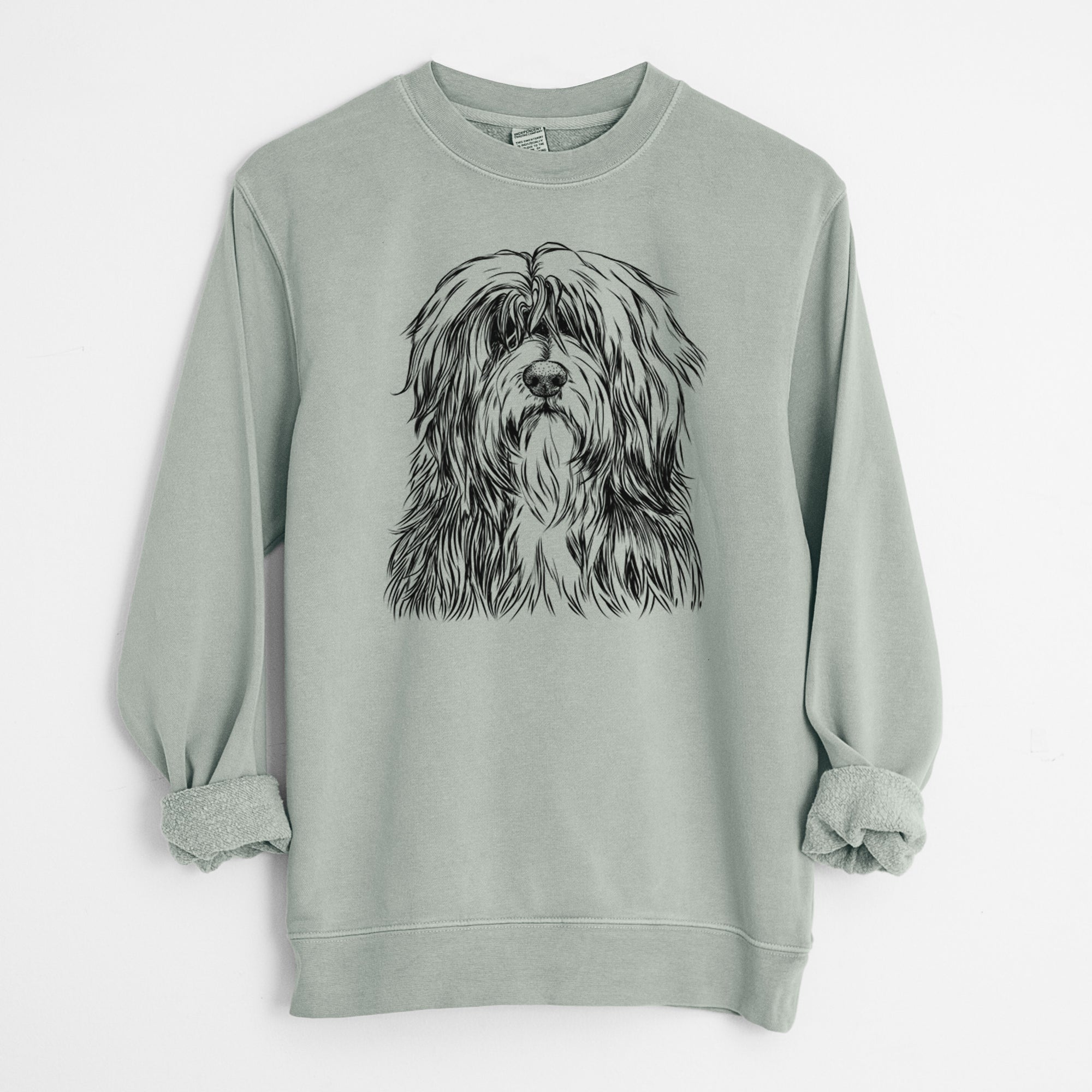 Bare Otto the Polish Lowland Sheepdog - Unisex Pigment Dyed Crew Sweatshirt