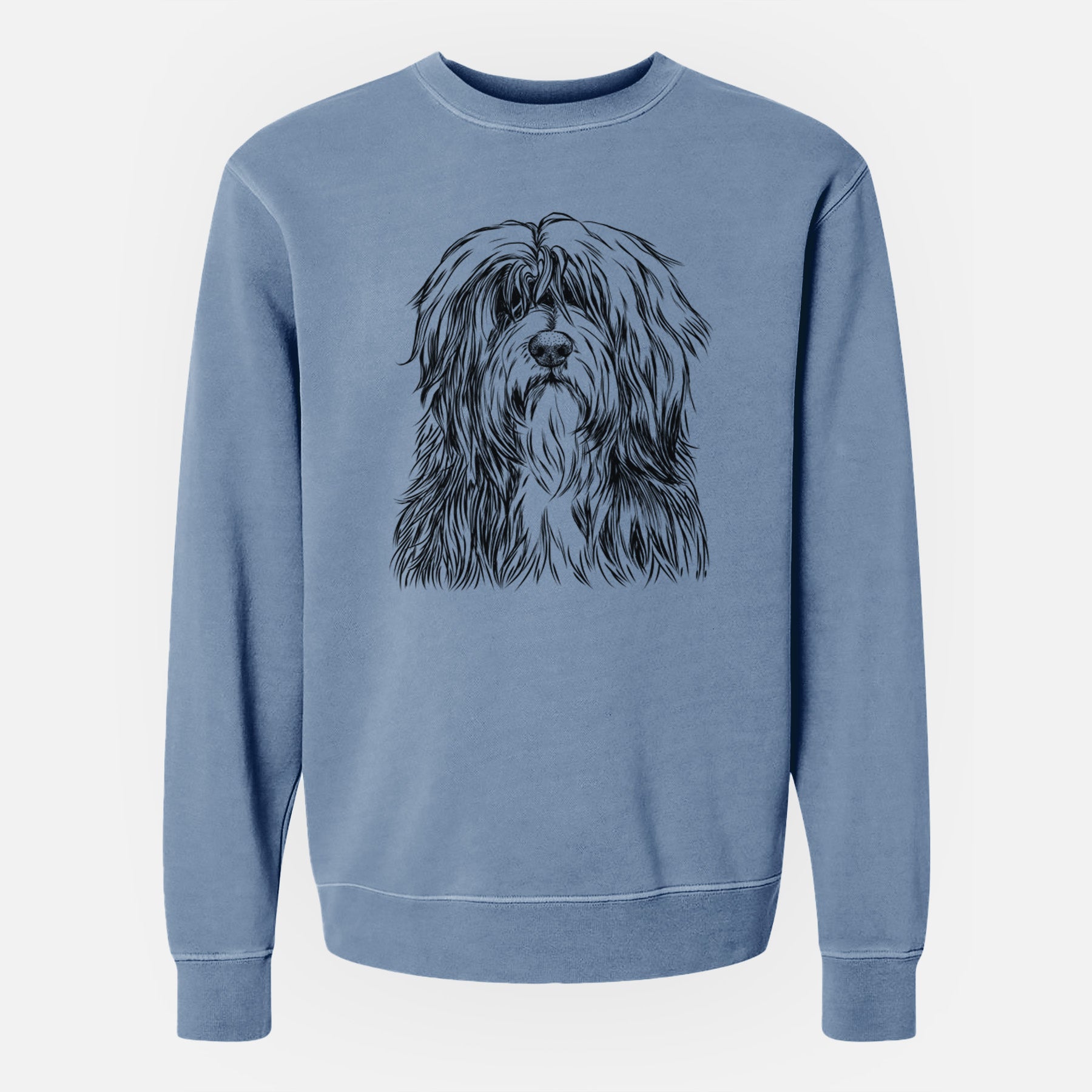 Bare Otto the Polish Lowland Sheepdog - Unisex Pigment Dyed Crew Sweatshirt