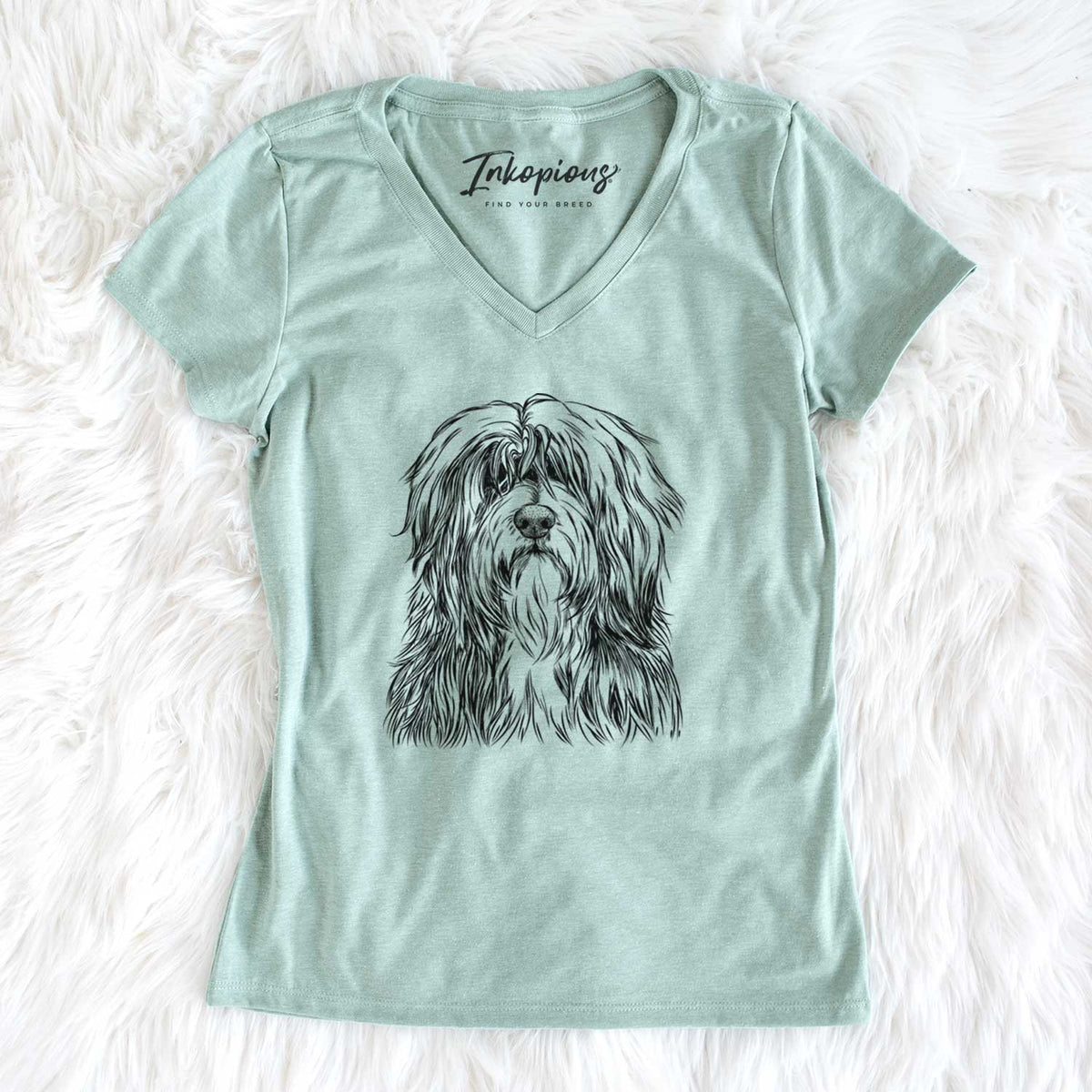Bare Otto the Polish Lowland Sheepdog - Women's V-neck Shirt