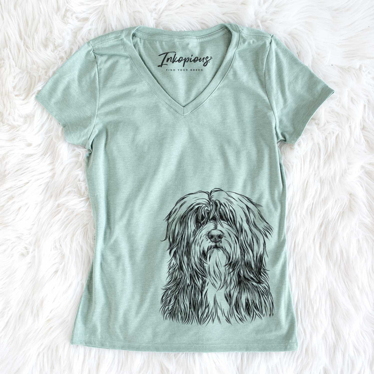 Bare Otto the Polish Lowland Sheepdog - Women's V-neck Shirt