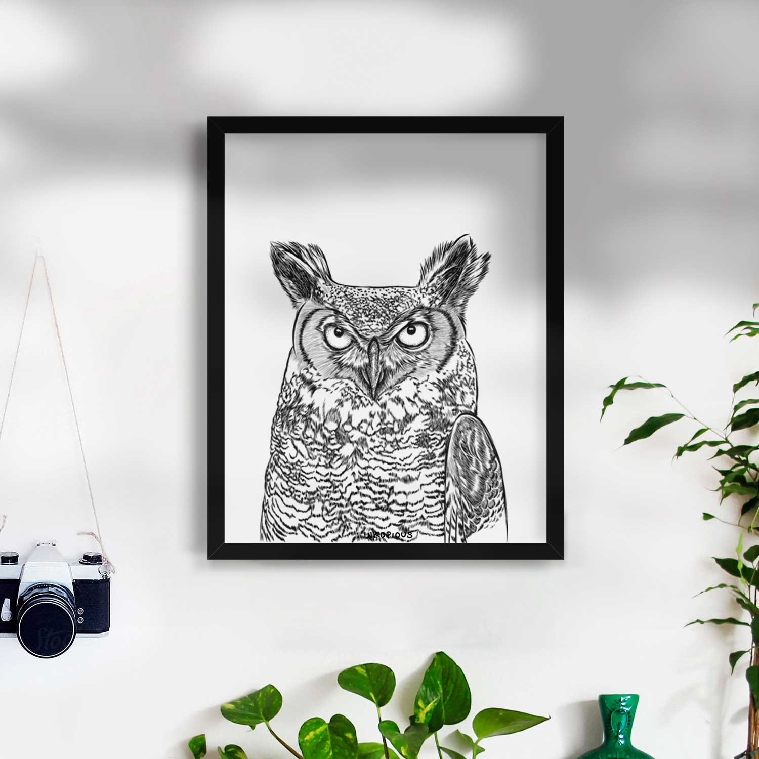 Ozwald the Grey Horned Owl Art Print