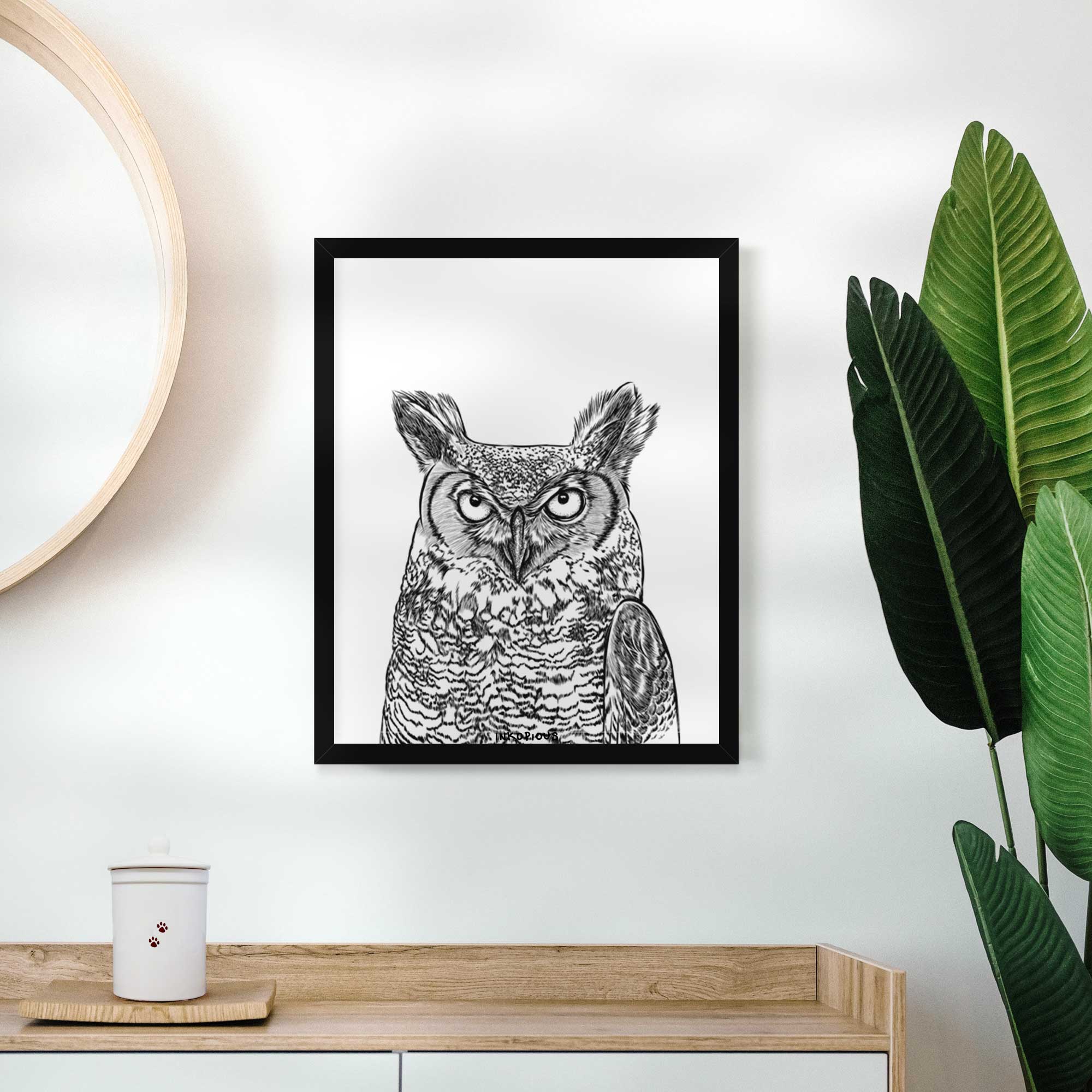 Ozwald the Grey Horned Owl Art Print