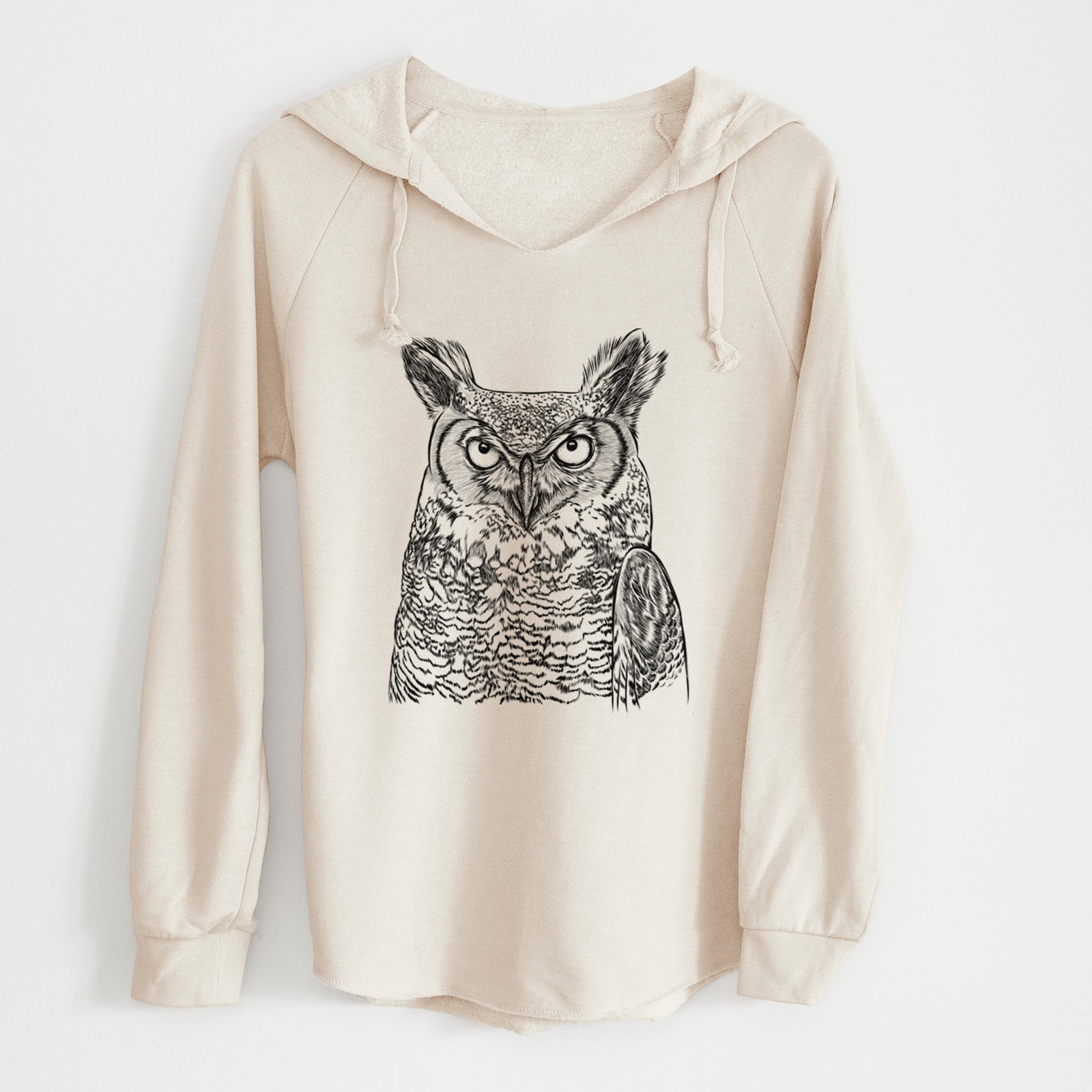 Bare Ozwald the Grey Horned Owl - Cali Wave Hooded Sweatshirt