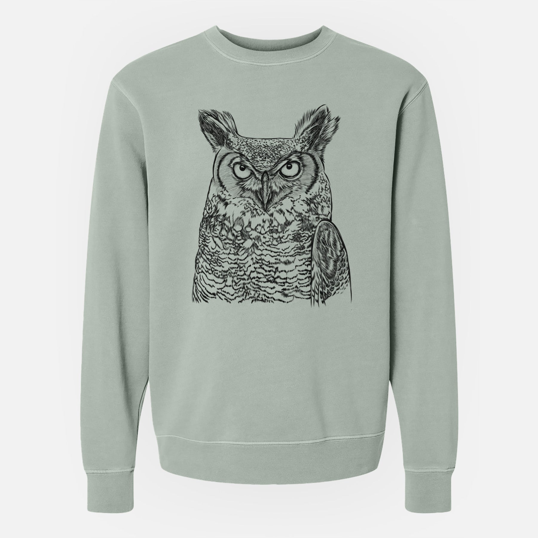 Bare Ozwald the Grey Horned Owl - Unisex Pigment Dyed Crew Sweatshirt