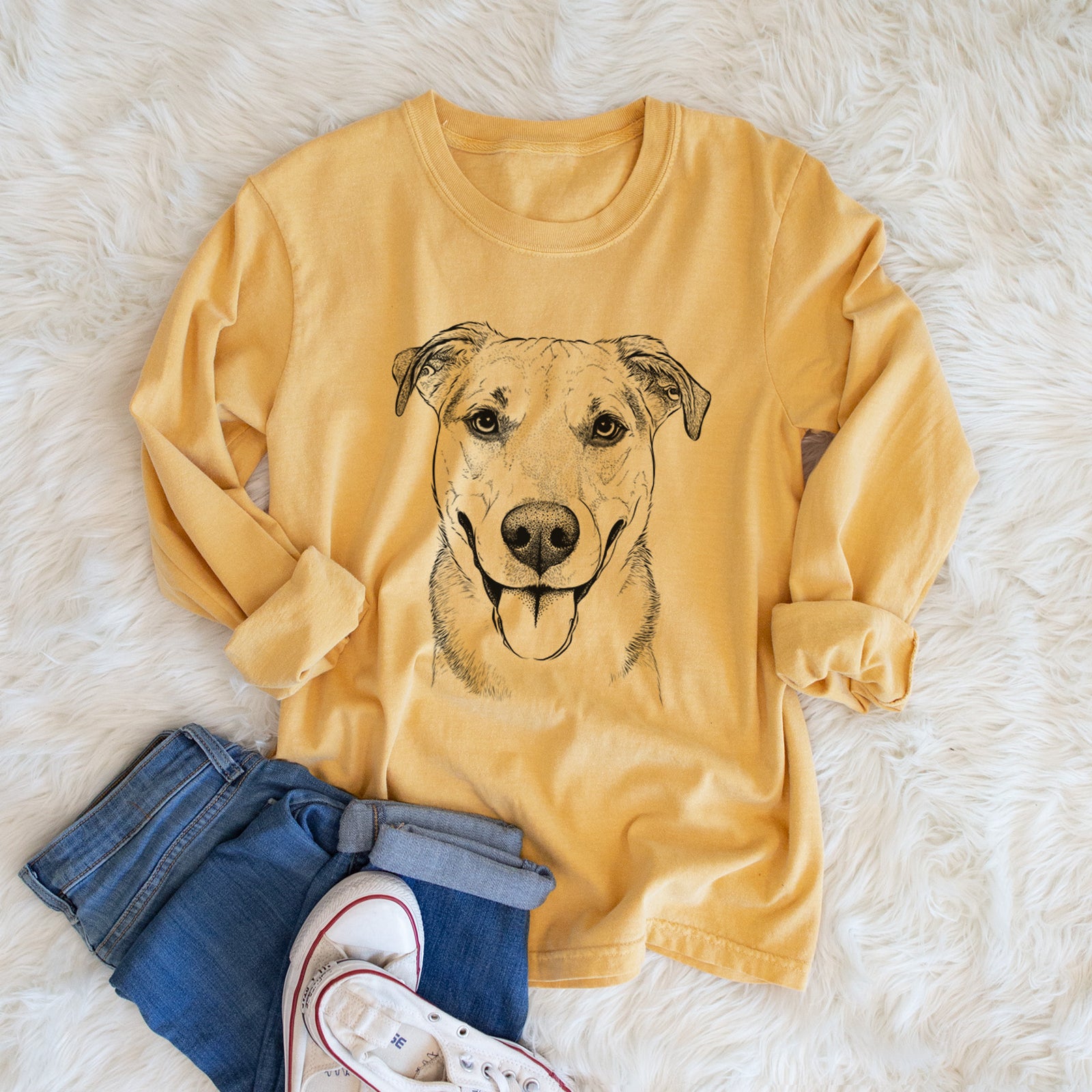 Bare Padre the Pitbull Mix - Heavyweight 100% Cotton Long Sleeve