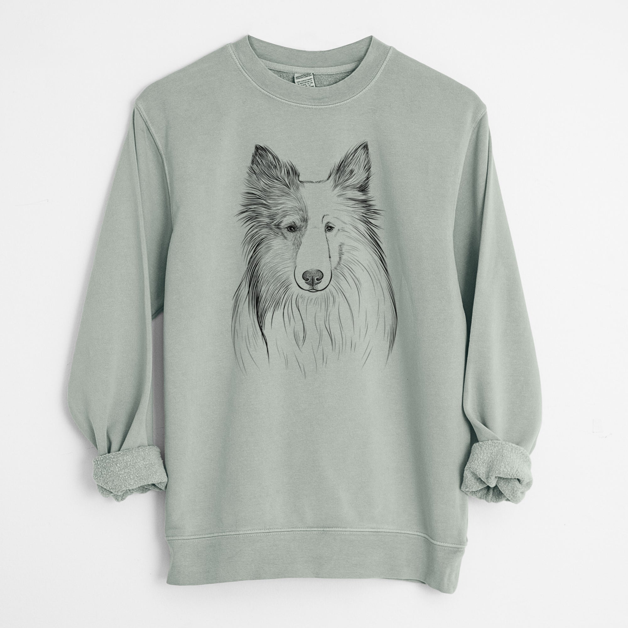 Bare Palin the Shetland Sheepdog - Unisex Pigment Dyed Crew Sweatshirt