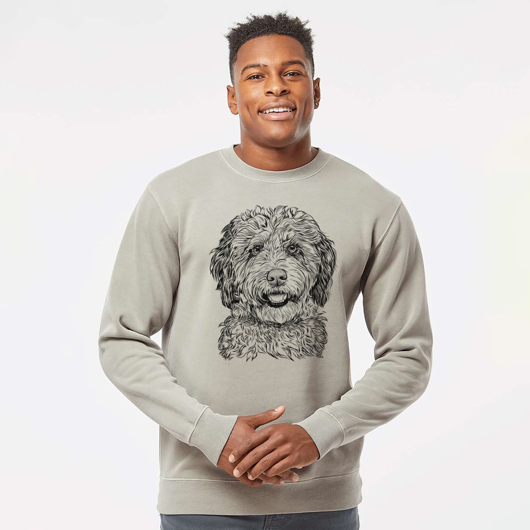 Bare Palmer the Aussiedoodle - Unisex Pigment Dyed Crew Sweatshirt