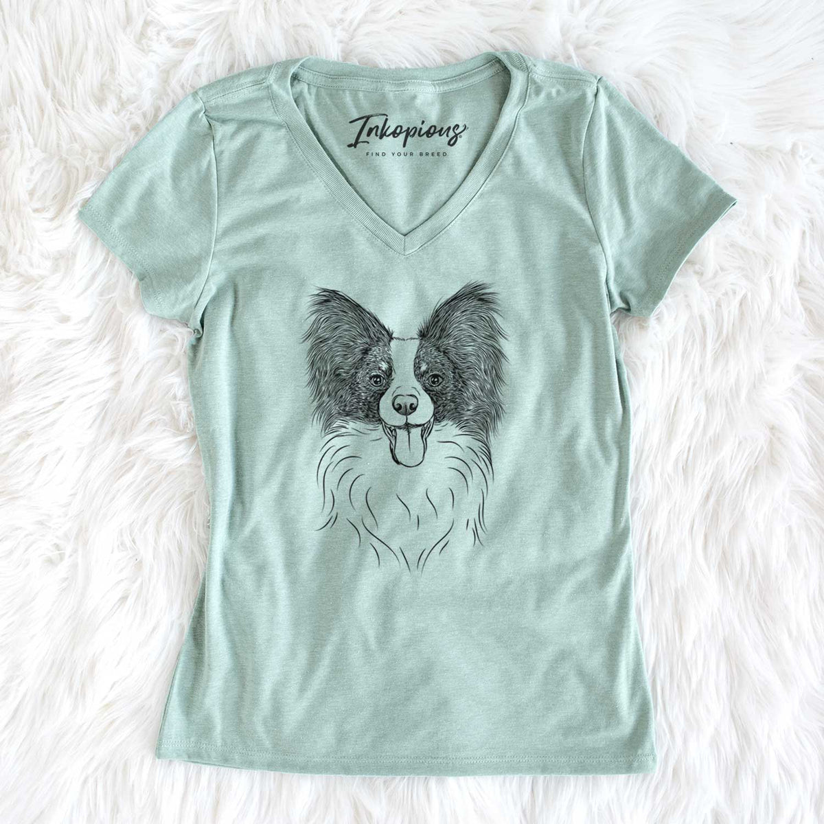 Bare Patrick the Papillon - Women&#39;s V-neck Shirt