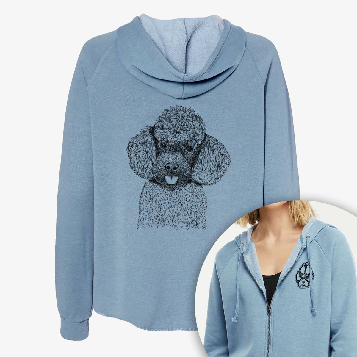 George the Toy Poodle - Women&#39;s Cali Wave Zip-Up Sweatshirt