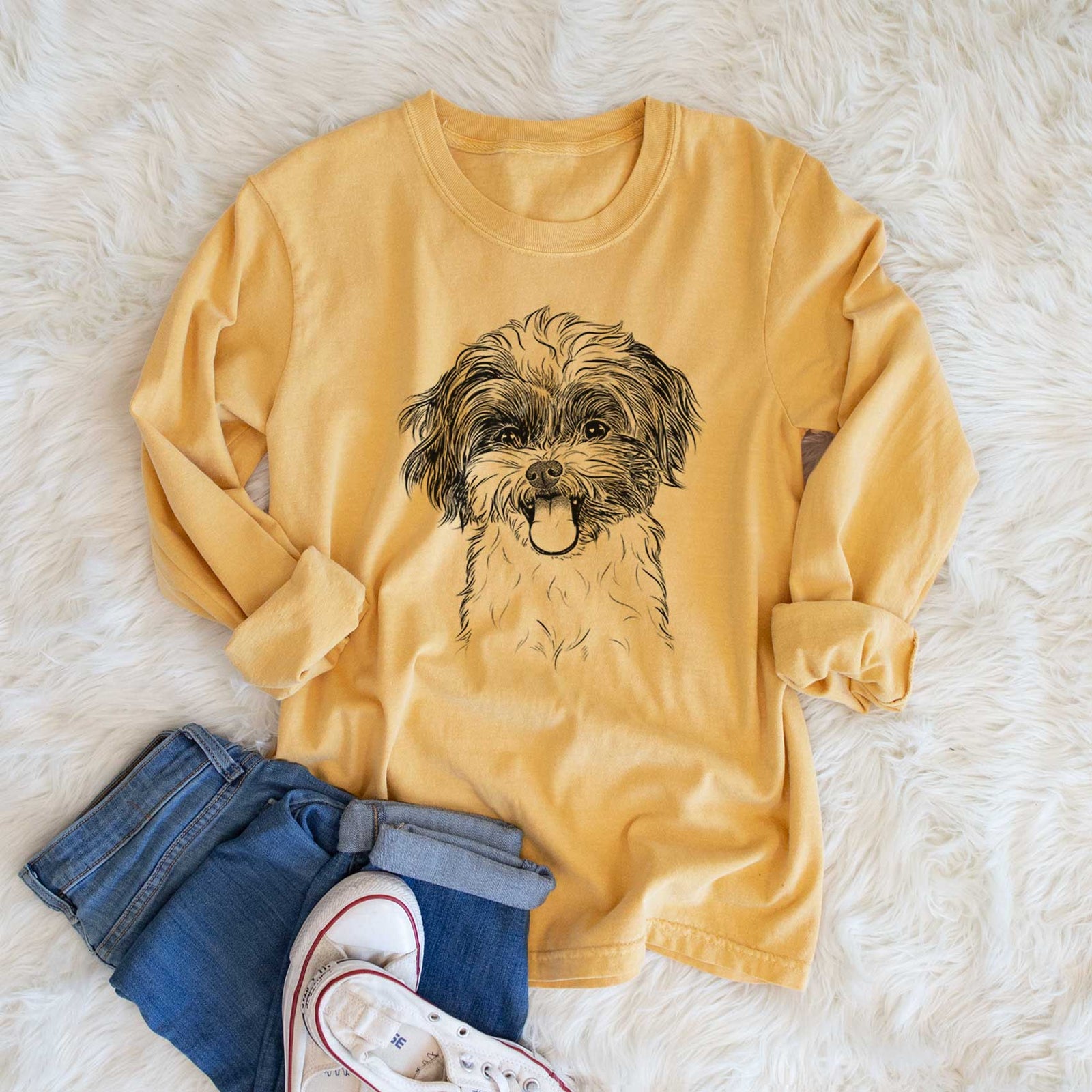 Bare Pepper the Shihpoo - Heavyweight 100% Cotton Long Sleeve