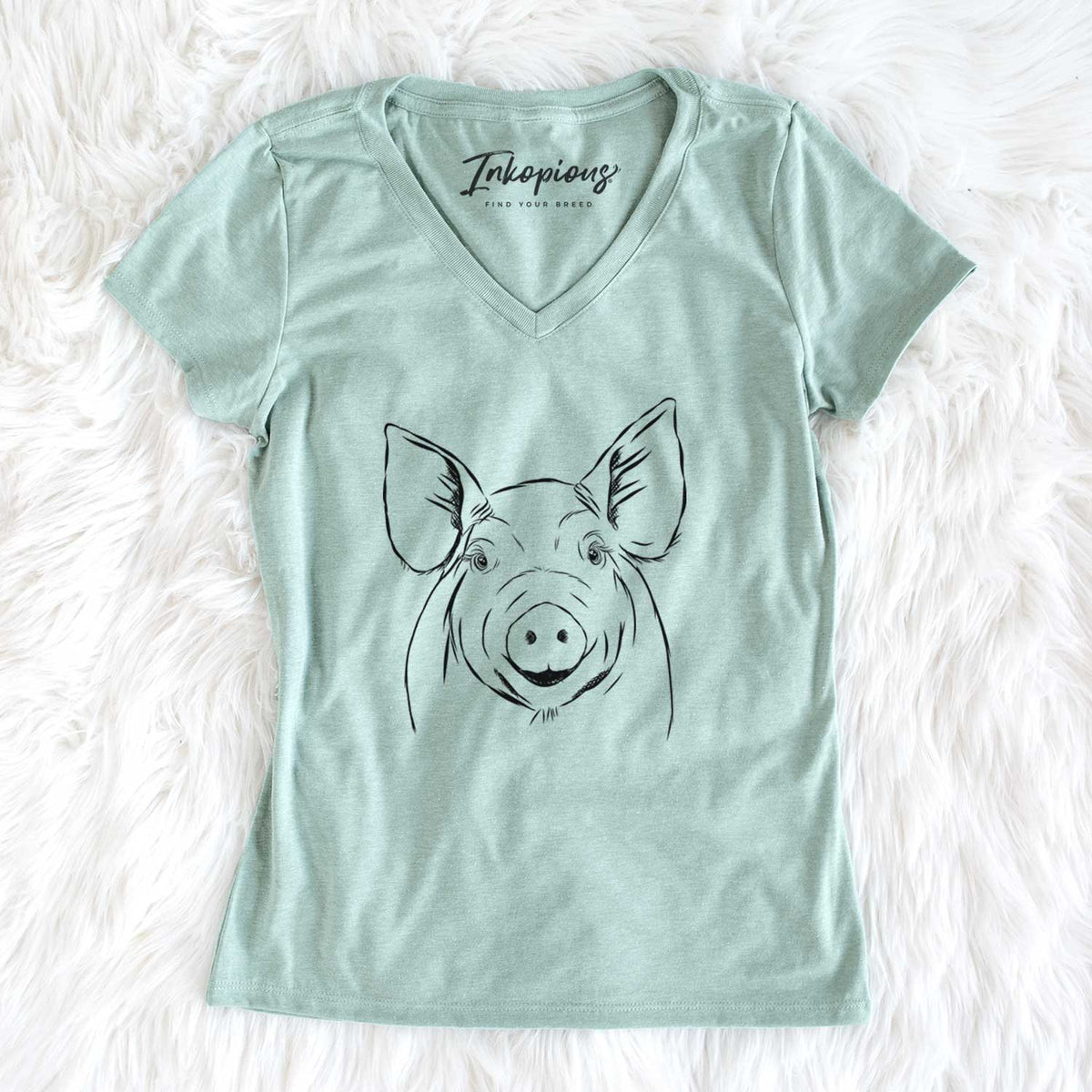Bare Perry the Pig - Women&#39;s V-neck Shirt