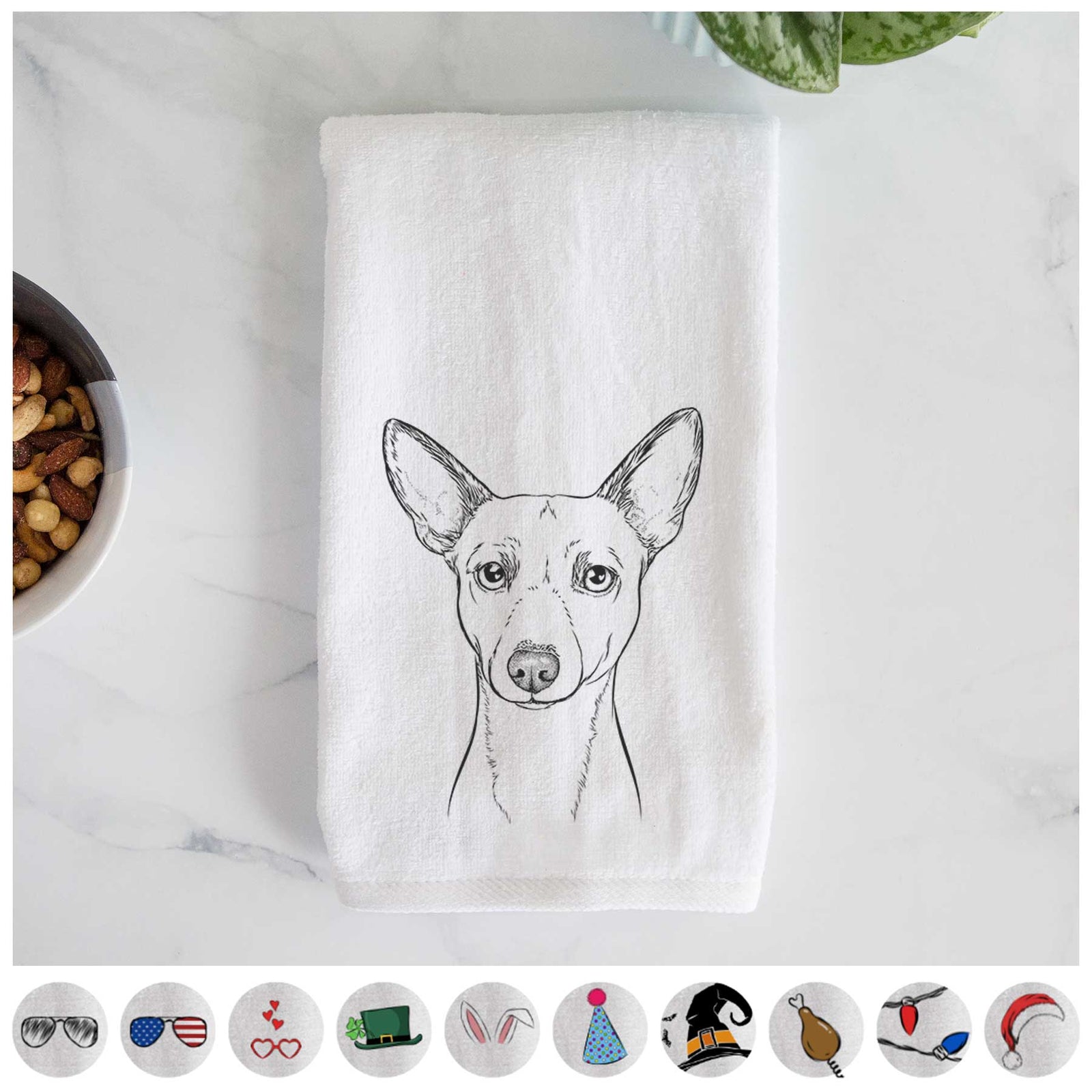 Perry the Portuguese Podengo Decorative Hand Towel