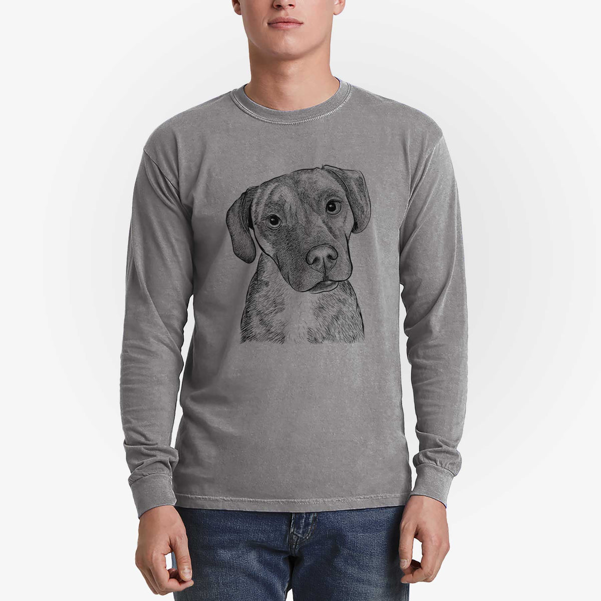Bare Peyton Manning the Beagle Bulldog Mix - Heavyweight 100% Cotton Long Sleeve