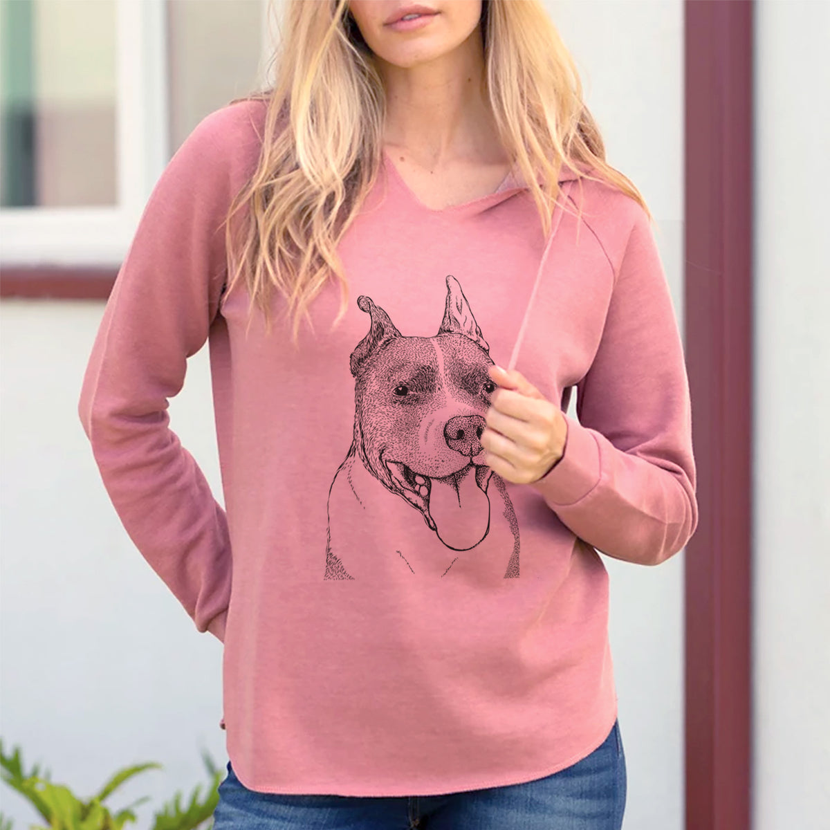 Bare Piggy the American Staffordshire Terrier - Cali Wave Hooded Sweatshirt