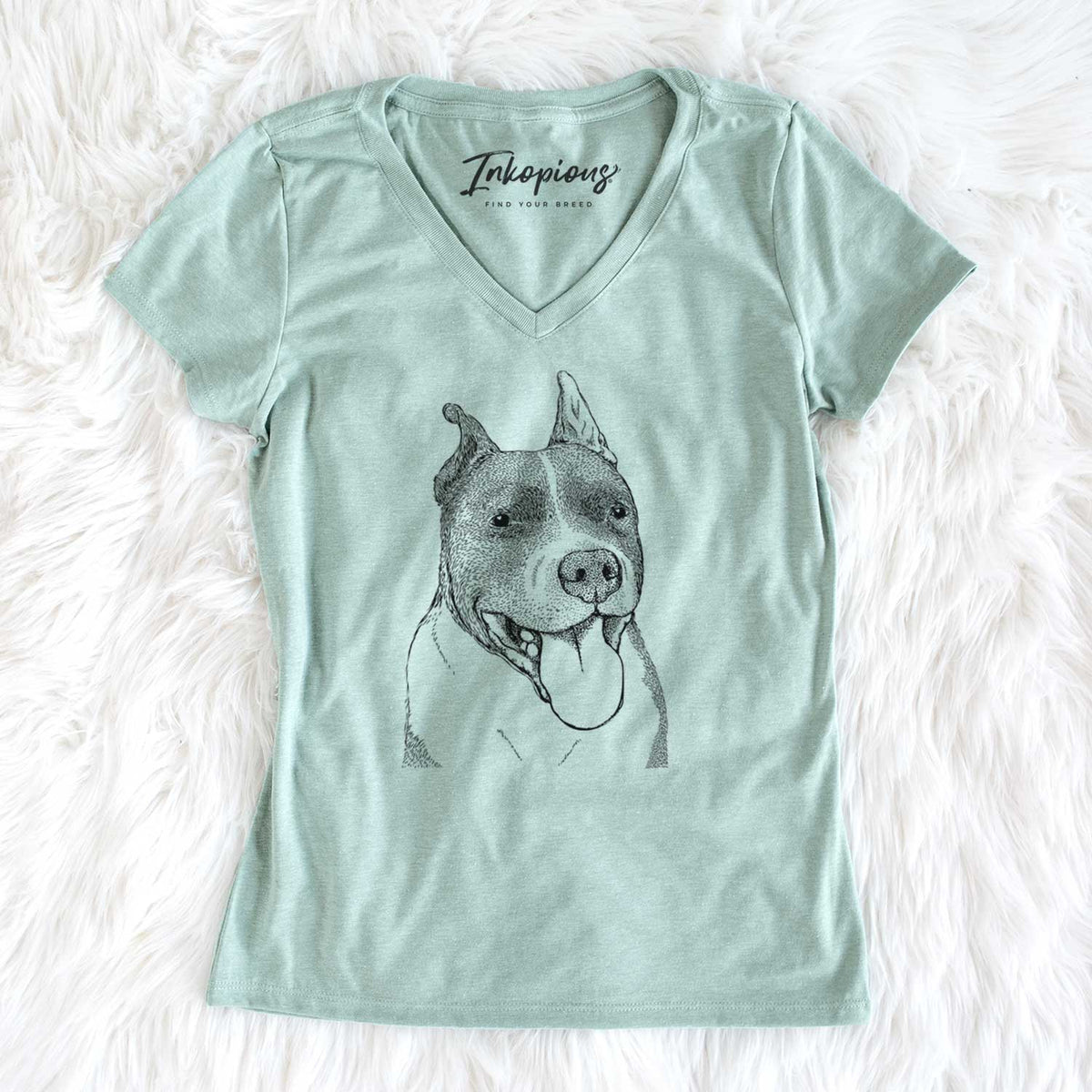 Bare Piggy the American Staffordshire Terrier - Women&#39;s V-neck Shirt