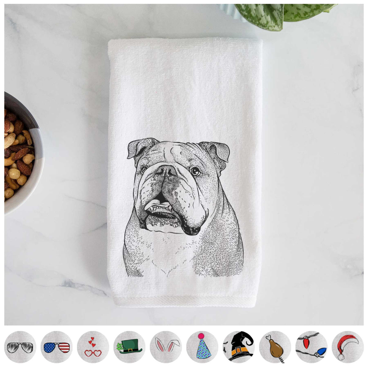 Piggy the English Bulldog Decorative Hand Towel