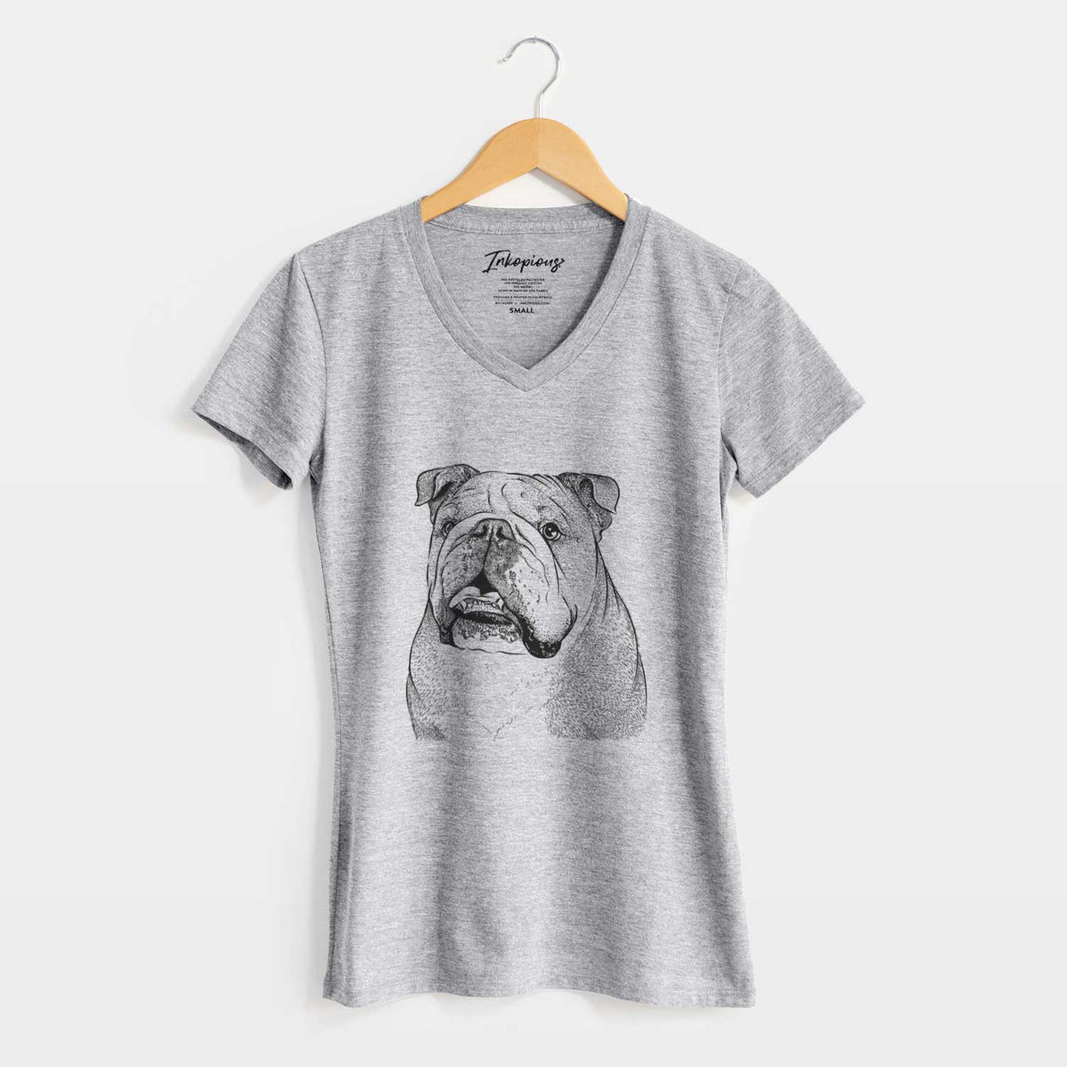 Bare Piggy the English Bulldog - Women's V-neck Shirt