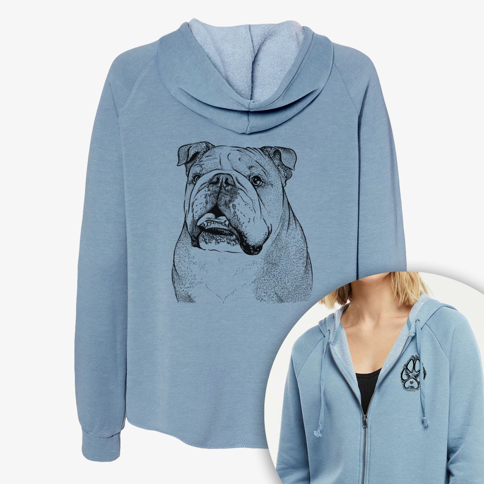 Piggy the English Bulldog - Women's Cali Wave Zip-Up Sweatshirt