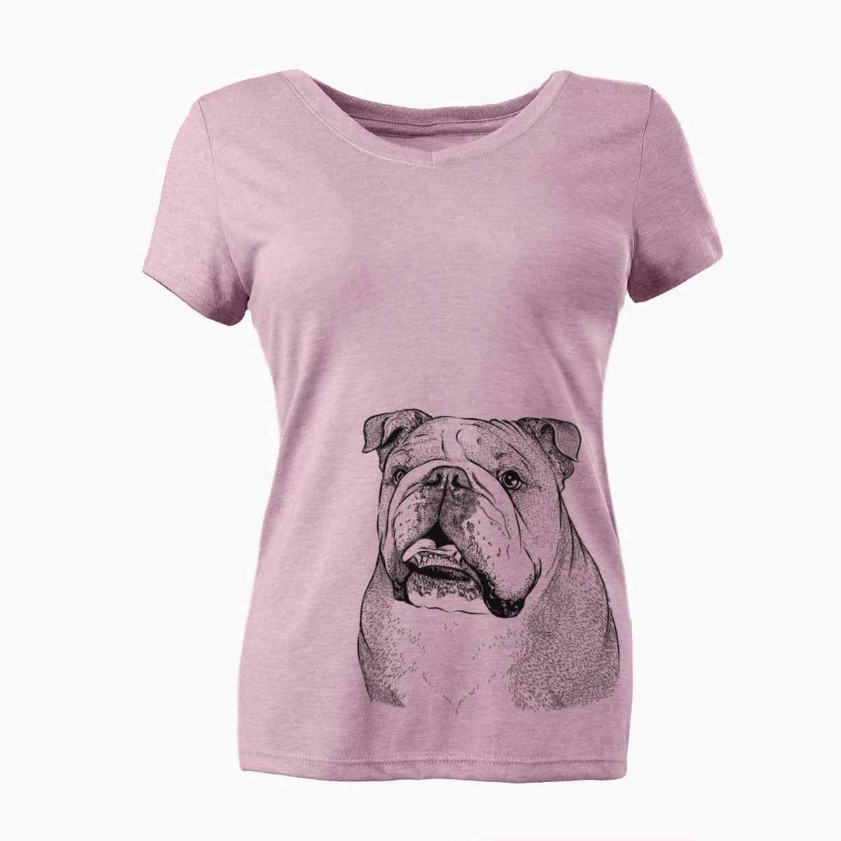Bare Piggy the English Bulldog - Women's V-neck Shirt