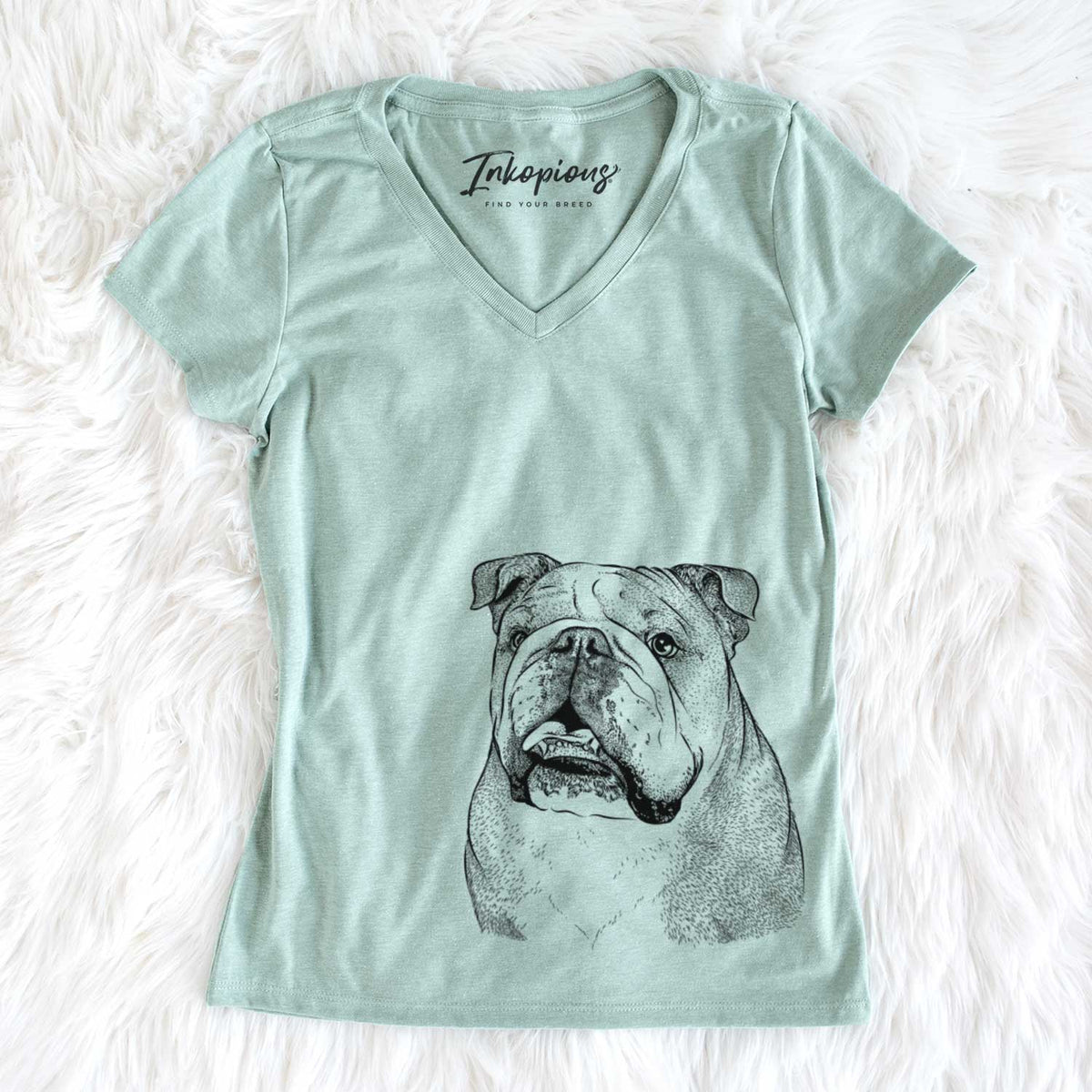 Bare Piggy the English Bulldog - Women's V-neck Shirt