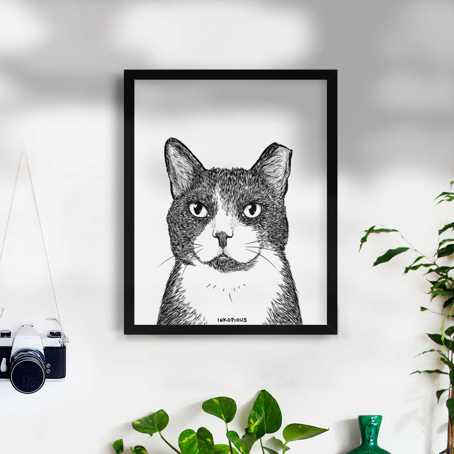 Pinky the Tuxedo Cat Art Print