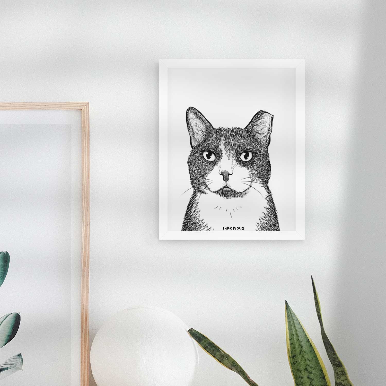 Pinky the Tuxedo Cat Art Print