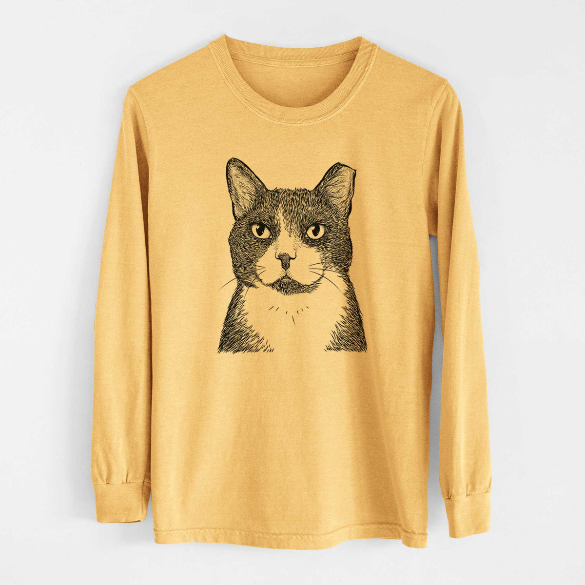Bare Pinky the Tuxedo Cat - Heavyweight 100% Cotton Long Sleeve