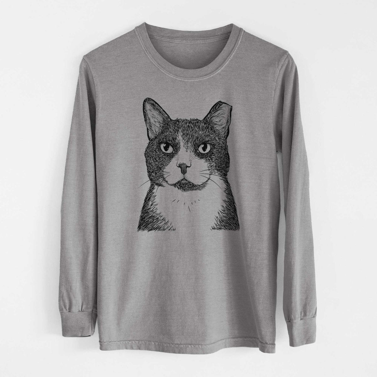 Bare Pinky the Tuxedo Cat - Heavyweight 100% Cotton Long Sleeve