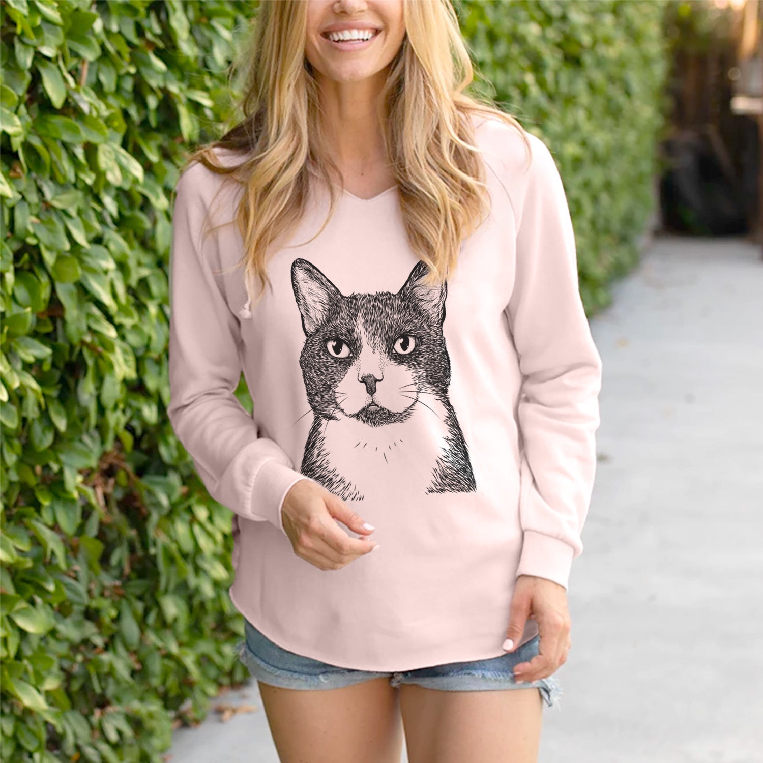 Bare Pinky the Tuxedo Cat - Cali Wave Hooded Sweatshirt