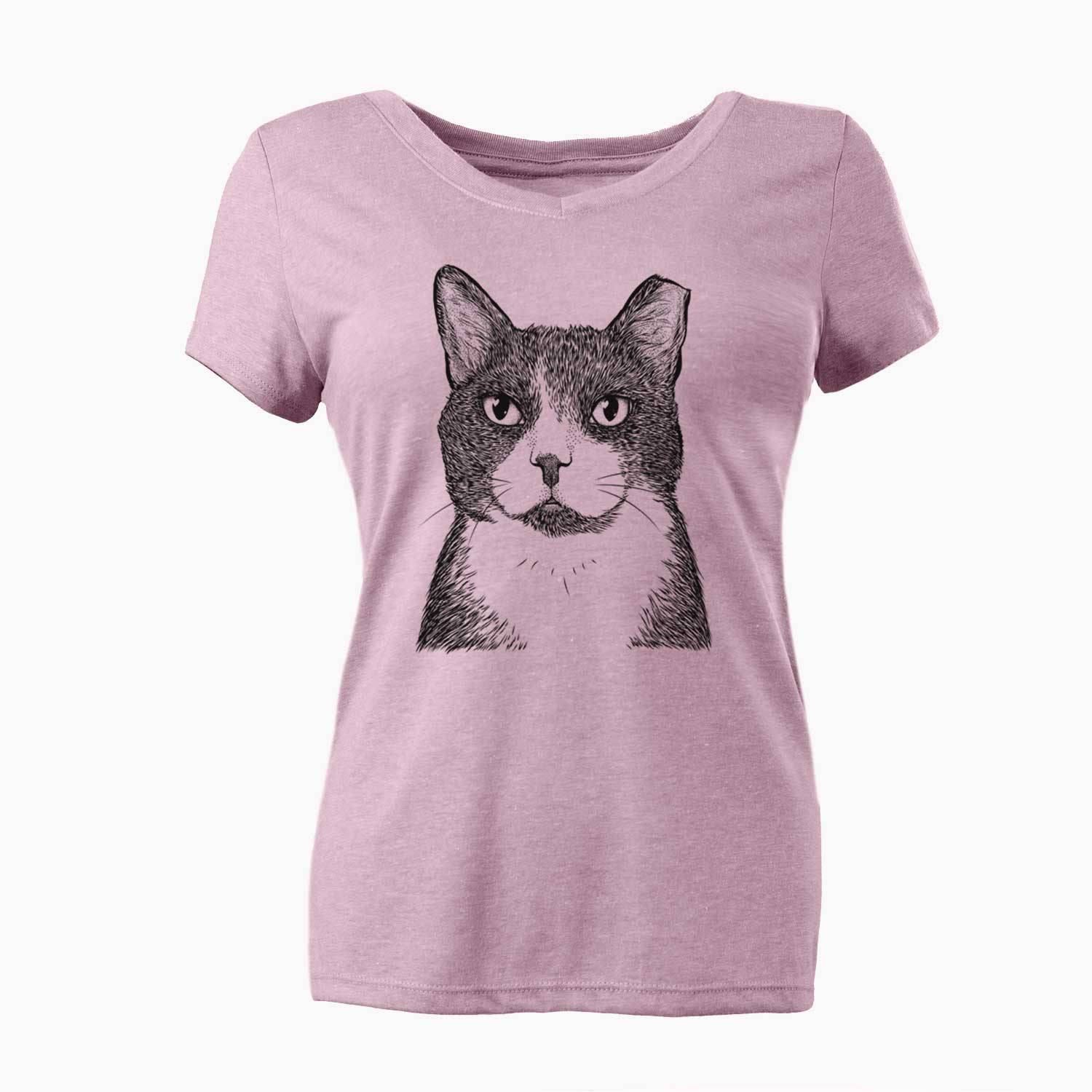 Bare Pinky the Tuxedo Cat - Women's V-neck Shirt