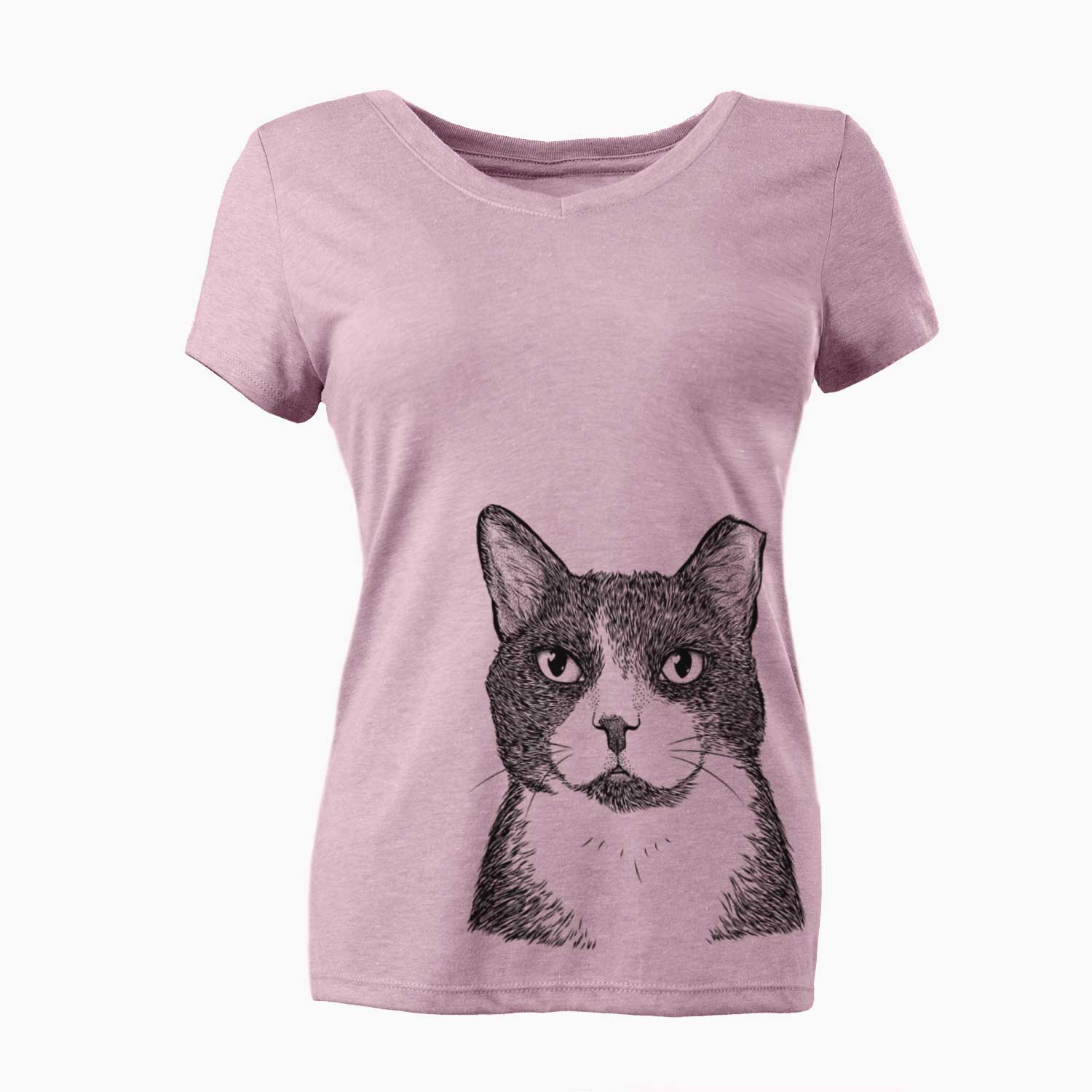 Bare Pinky the Tuxedo Cat - Women's V-neck Shirt