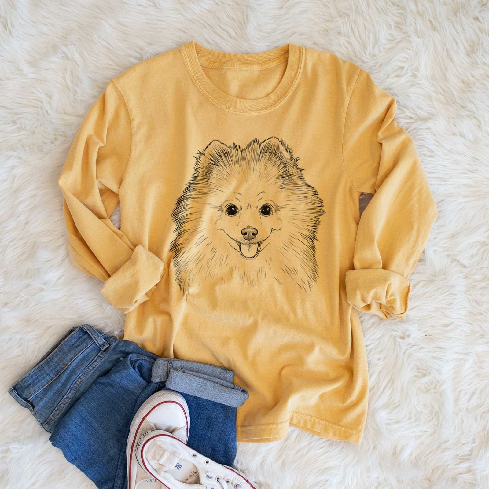 Bare Piper Jo the Pomeranian - Heavyweight 100% Cotton Long Sleeve