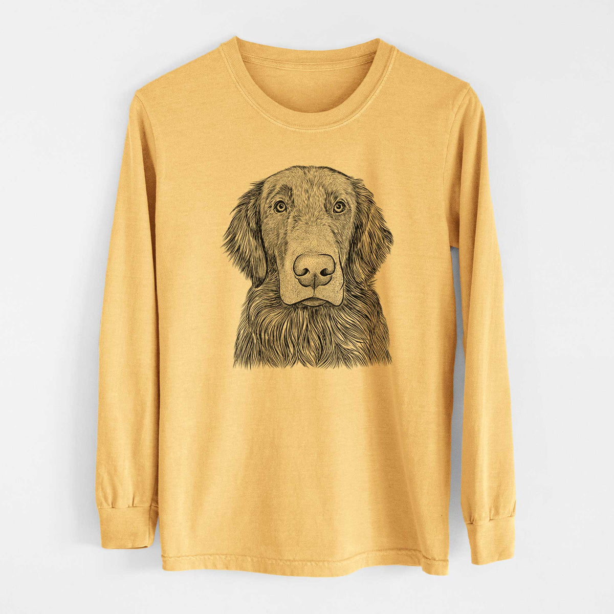 Bare Pippin the Flat Coated Retriever - Heavyweight 100% Cotton Long Sleeve