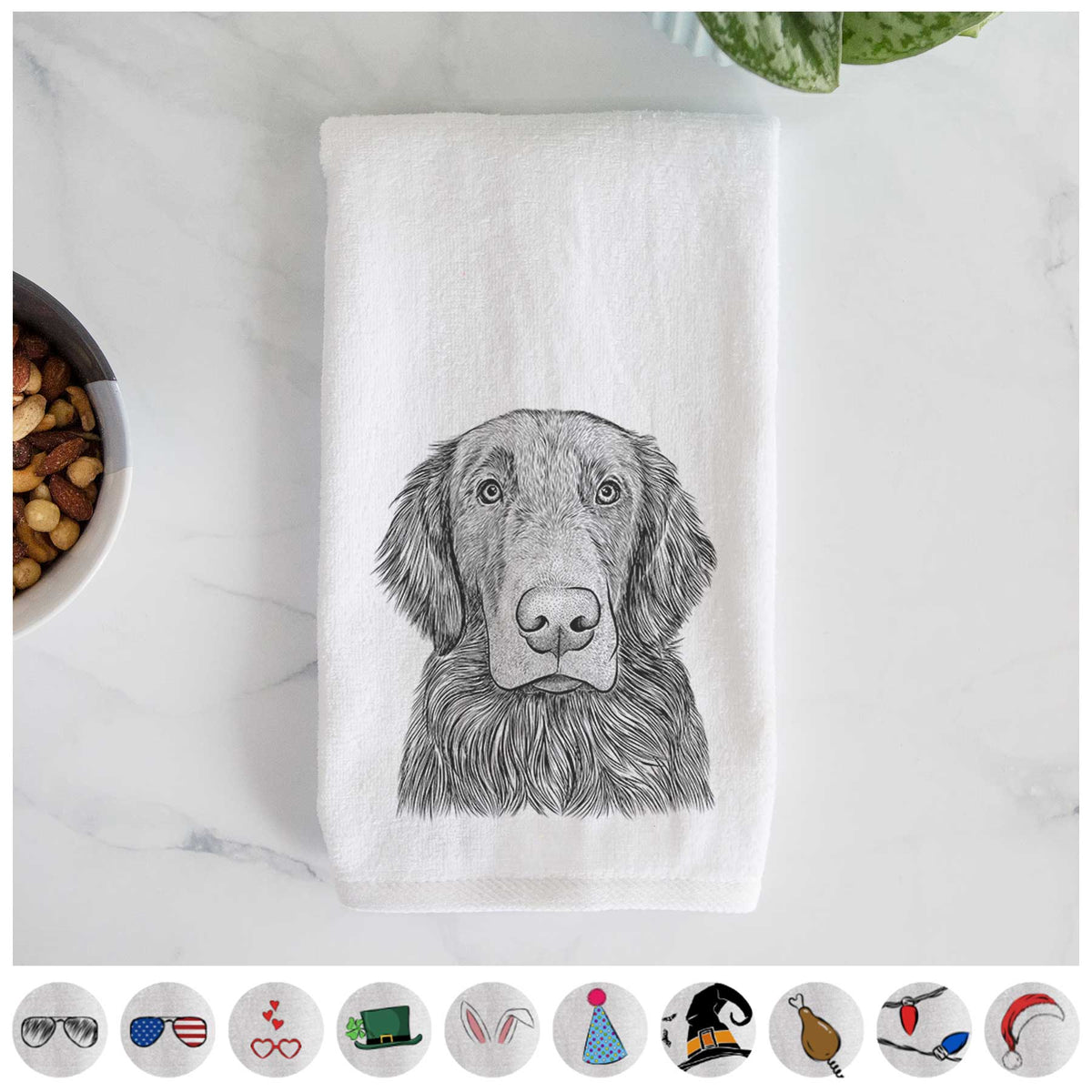 Pippin the Flat Coated Retriever Decorative Hand Towel