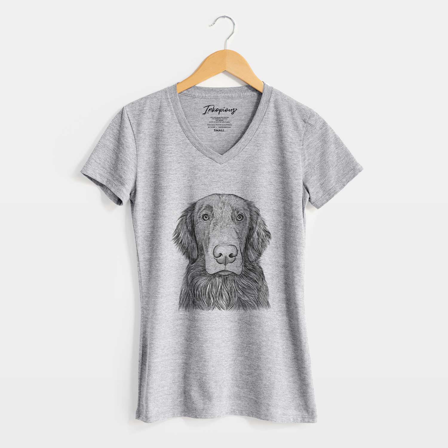 Bare Pippin the Flat Coated Retriever - Women's V-neck Shirt