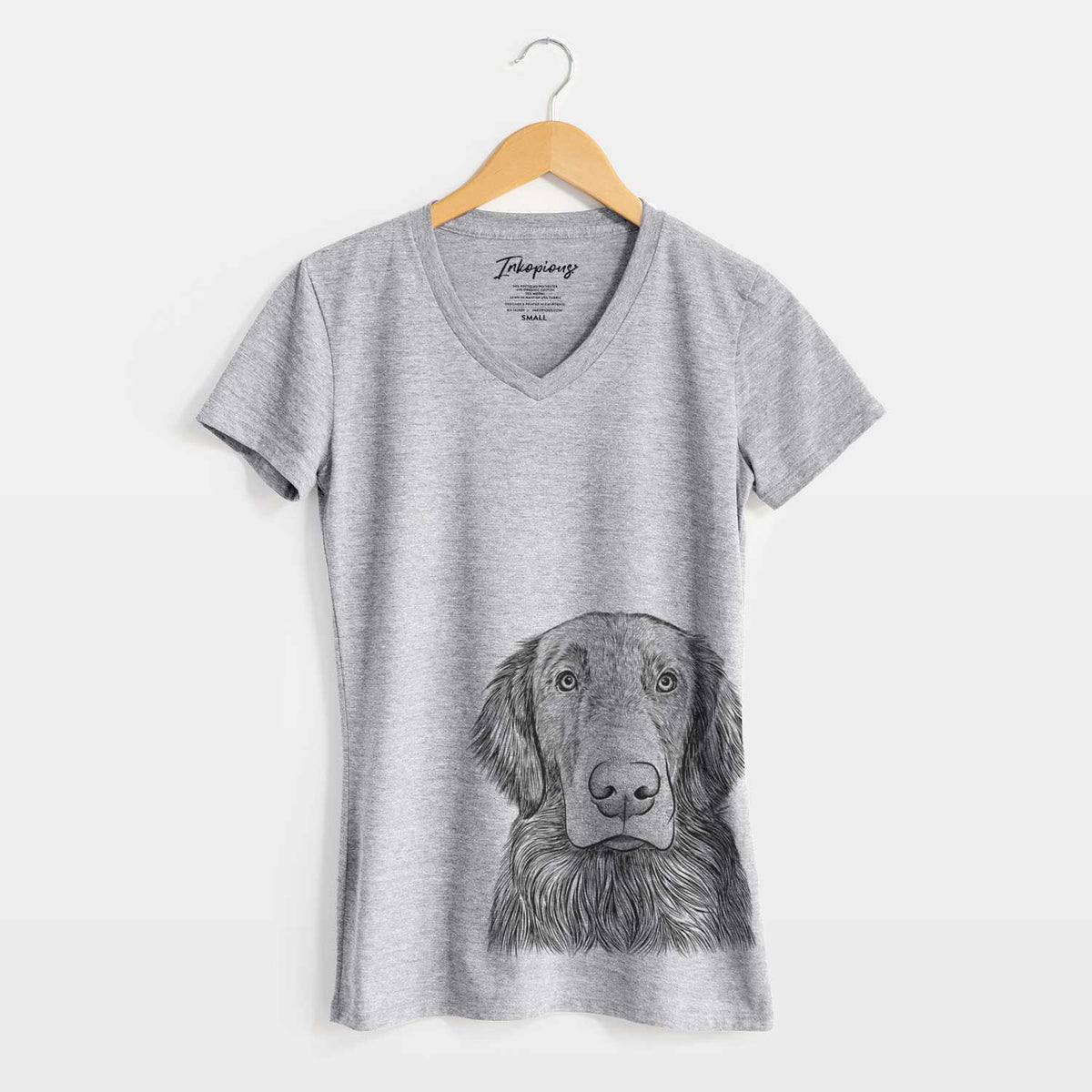Bare Pippin the Flat Coated Retriever - Women's V-neck Shirt