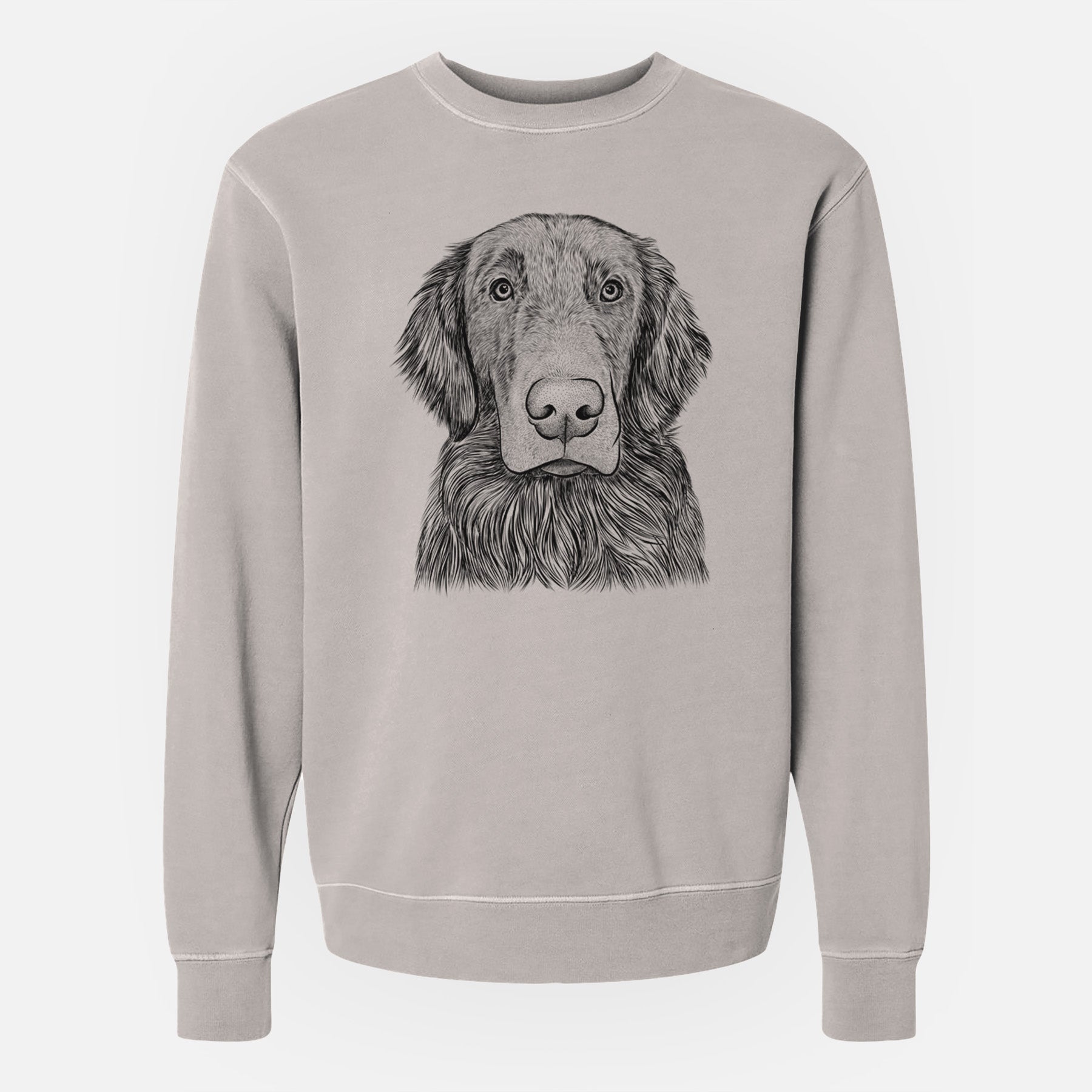 Bare Pippin the Flat Coated Retriever - Unisex Pigment Dyed Crew Sweatshirt